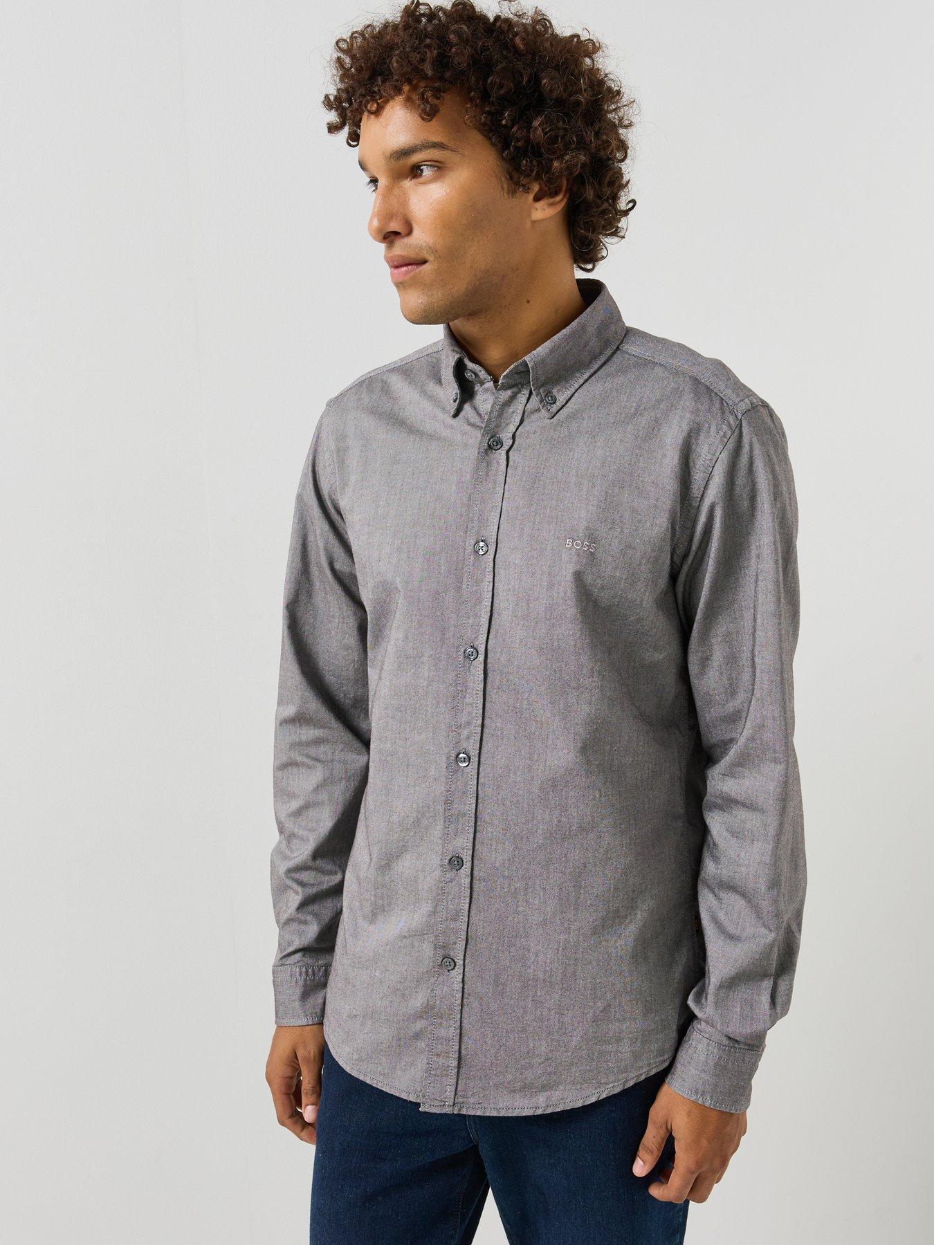 Image 1 of 6 of BOSS Boss Rickert Button Down Regular Fit Oxford Shirt - Brown