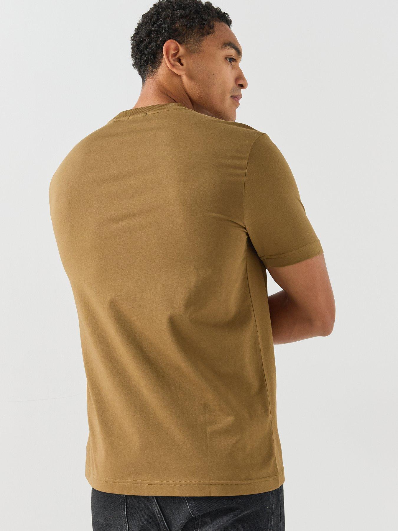 Image 2 of 5 of BOSS Mens Regular Fit Cotton Stretch T-Shirt - Brown