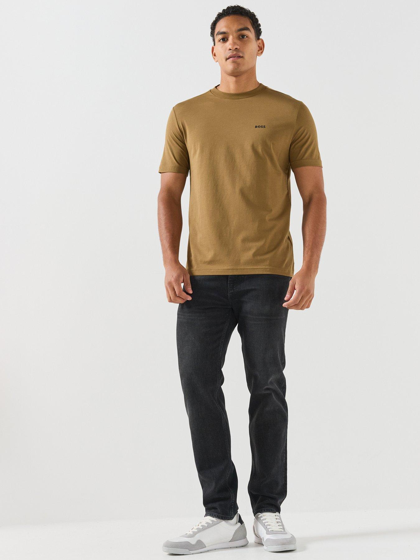 Image 3 of 5 of BOSS Mens Regular Fit Cotton Stretch T-Shirt - Brown
