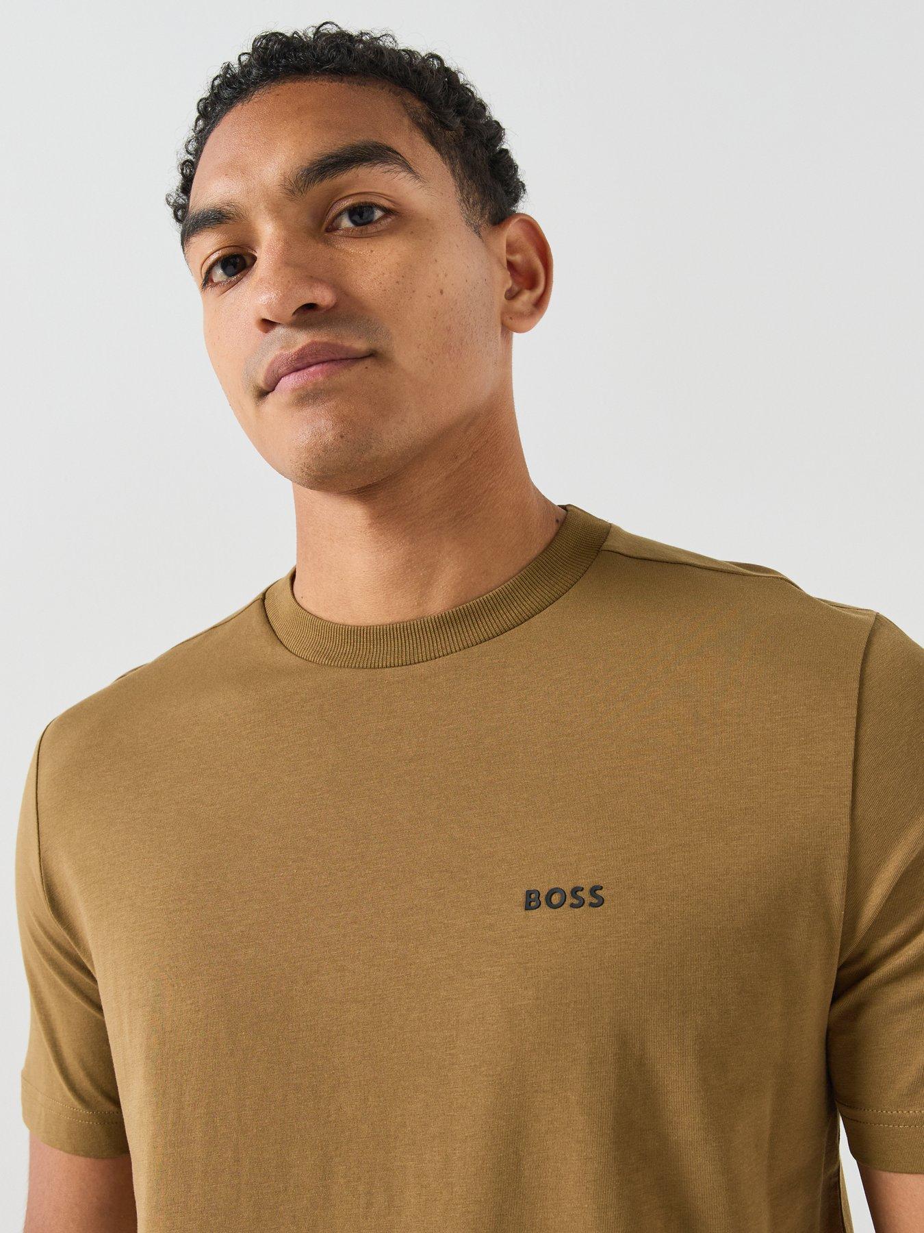 Image 4 of 5 of BOSS Mens Regular Fit Cotton Stretch T-Shirt - Brown