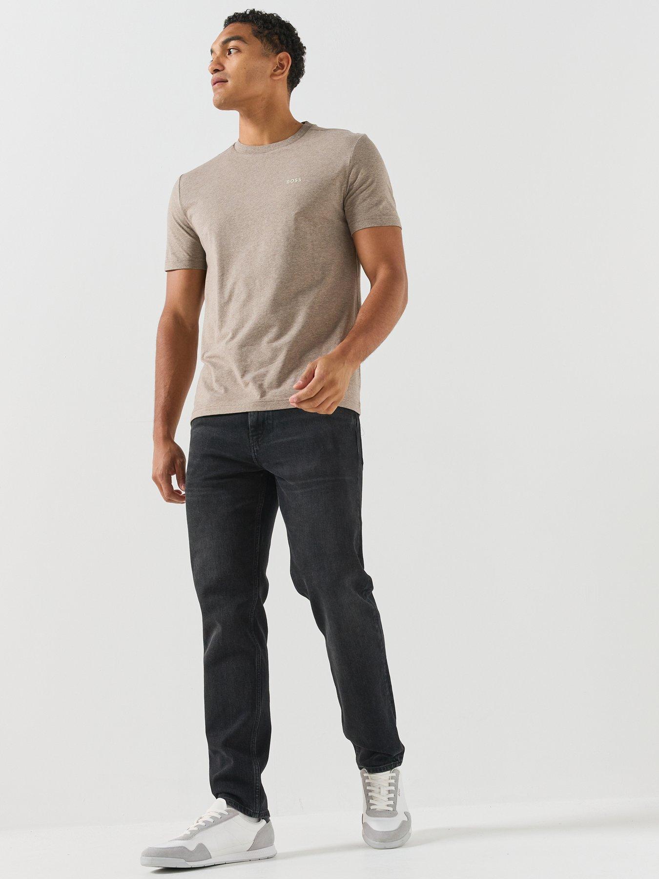 Image 3 of 5 of BOSS Mens Regular Fit Cotton Stretch T-Shirt - Brown
