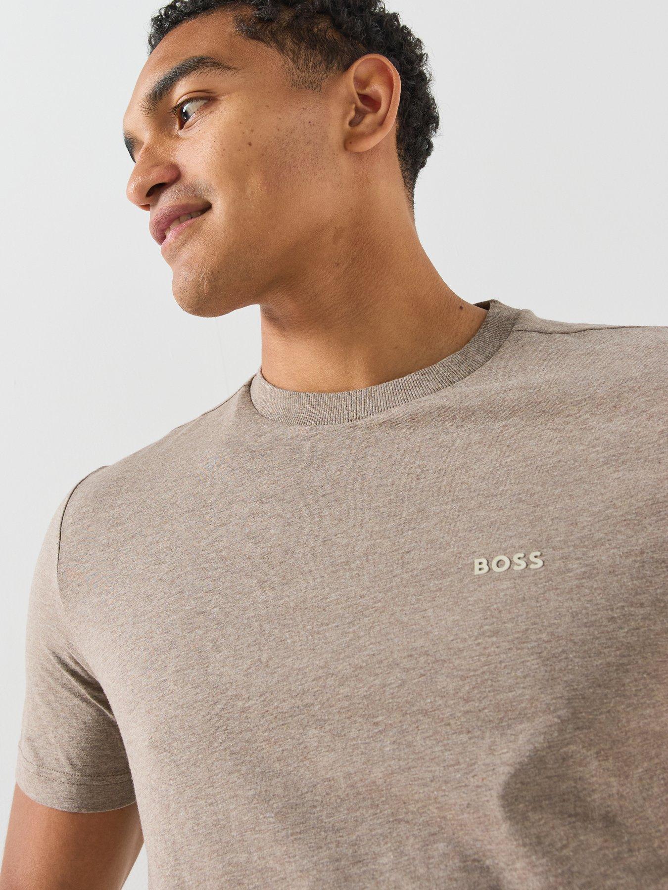 Image 4 of 5 of BOSS Mens Regular Fit Cotton Stretch T-Shirt - Brown