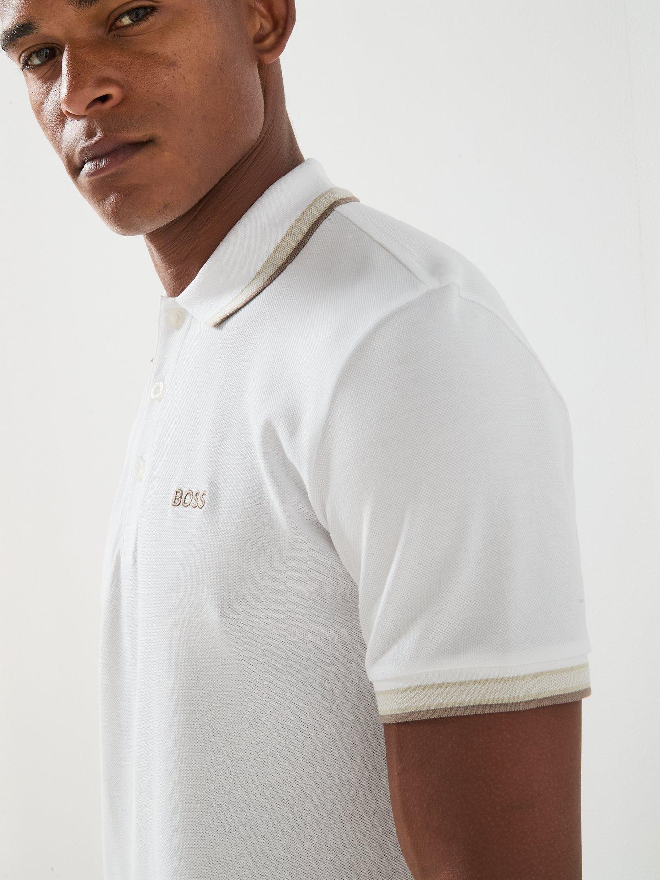 Image 4 of 6 of BOSS Paddy Regular Fit Tipping Polo Shirt - White
