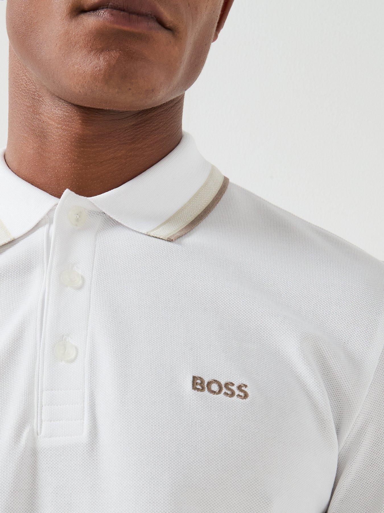 Image 5 of 6 of BOSS Paddy Regular Fit Tipping Polo Shirt - White