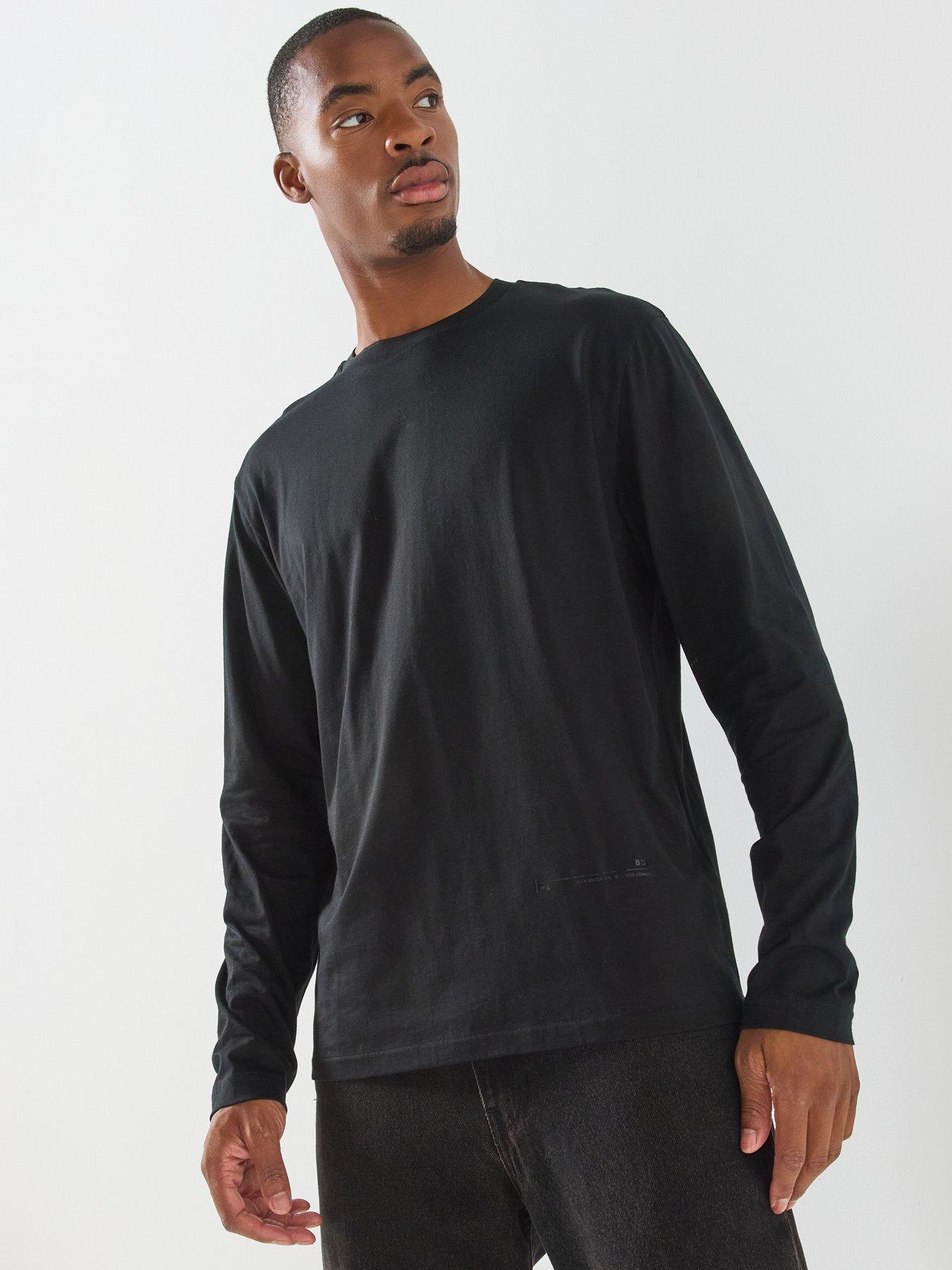 BOSS Men's Long Sleeve Crew Neck T Shirt - Black