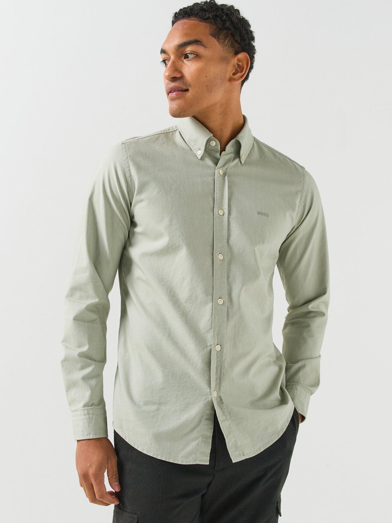BOSS Rickert Button Down Regular Fit Oxford Shirt - Light Green