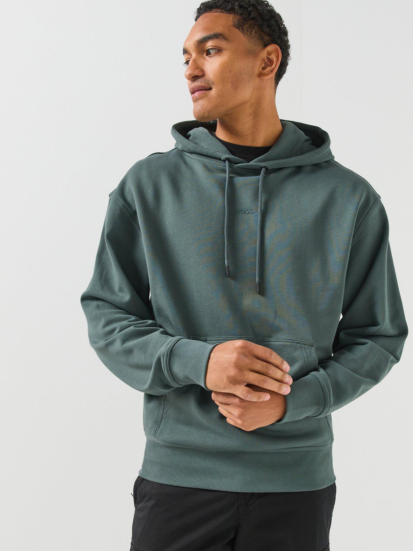BOSS Wesmallhood Regular Fit Centre Logo Overhead Hoodie - Green