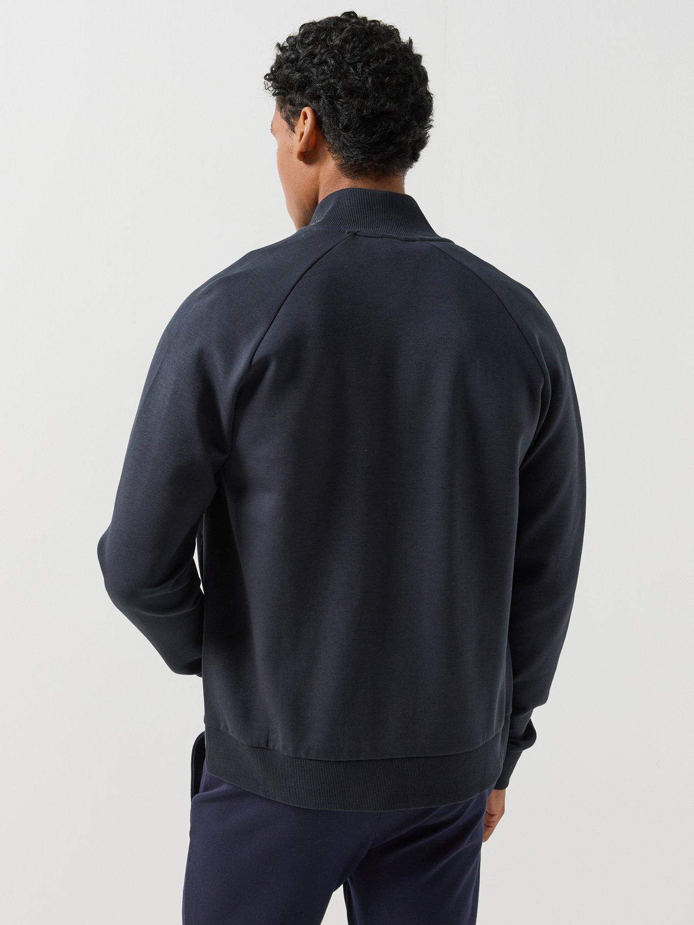 Image 2 of 6 of BOSS Mens Skaz Full Zip Funnel Neck Sweatshirt - Navy