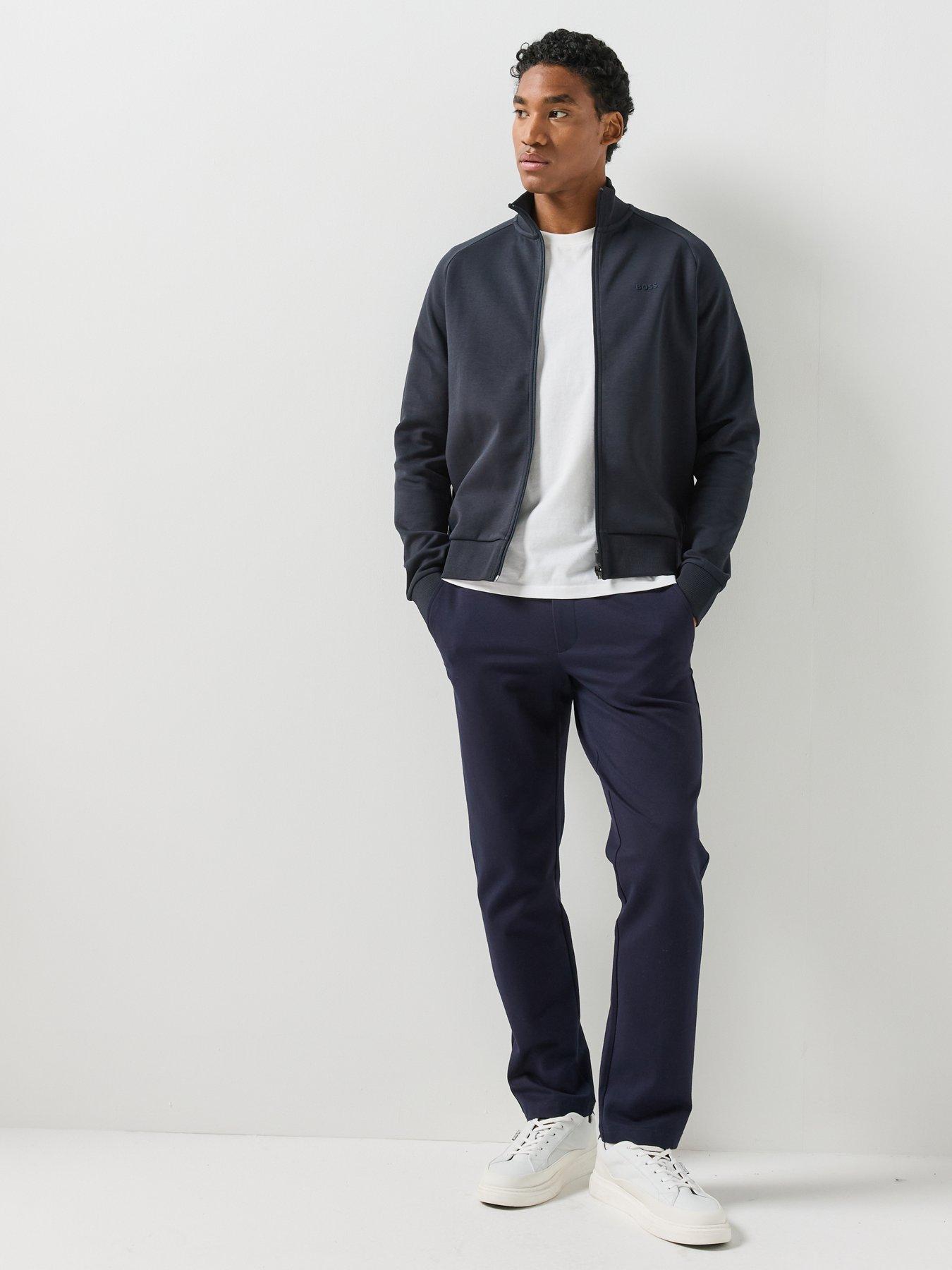 Image 3 of 6 of BOSS Mens Skaz Full Zip Funnel Neck Sweatshirt - Navy