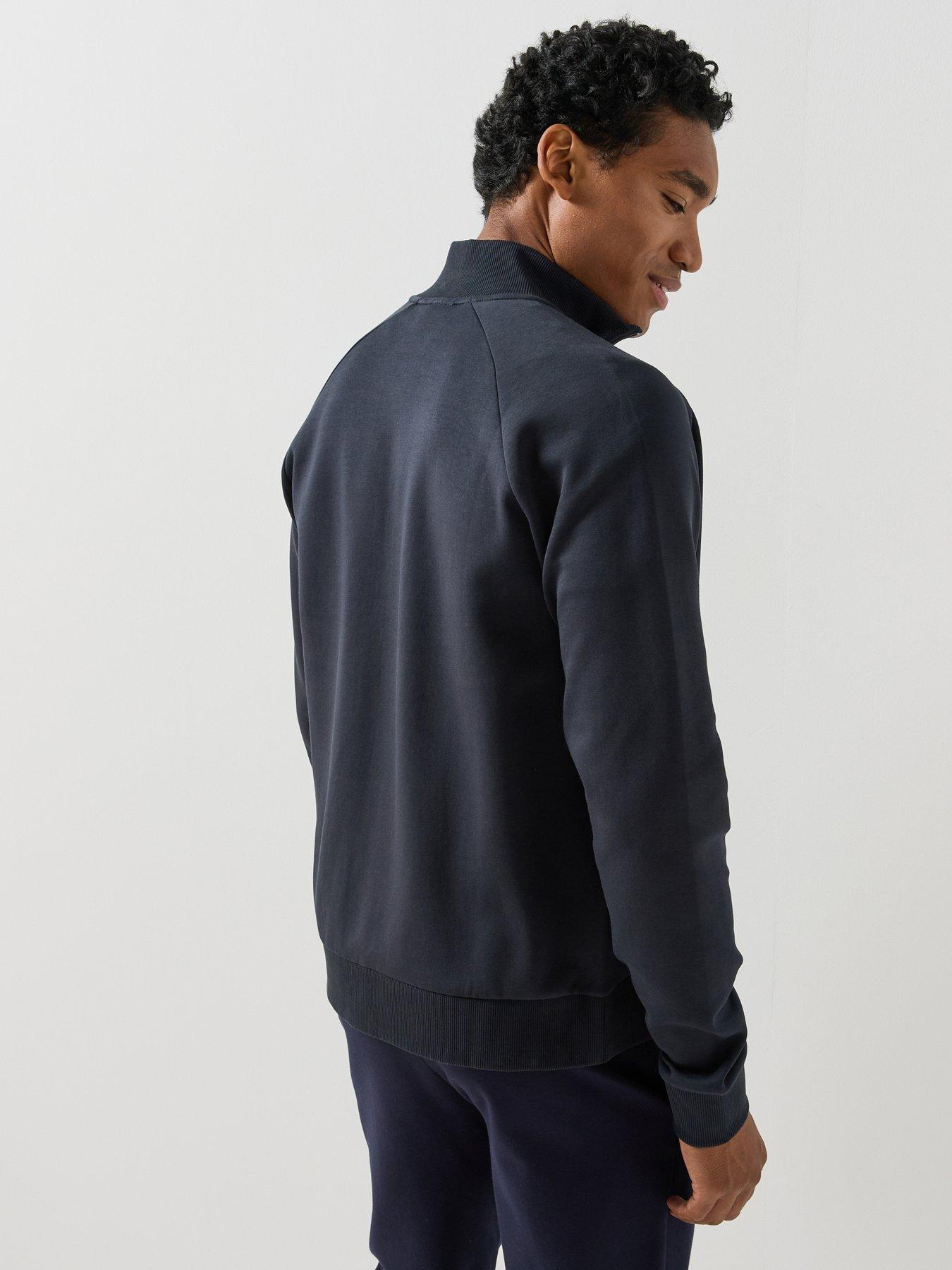 Image 6 of 6 of BOSS Mens Skaz Full Zip Funnel Neck Sweatshirt - Navy