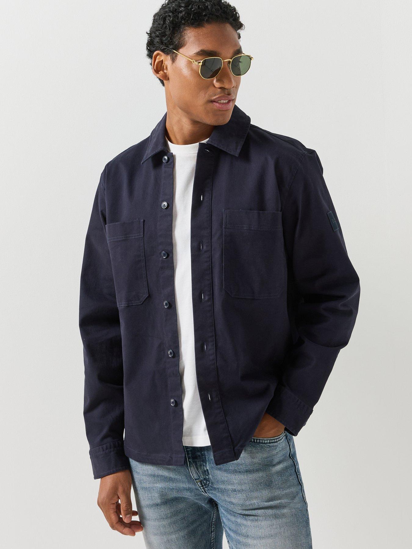 Image 1 of 6 of BOSS Mens Locky Relaxed Stretch Utility Shirt - Blue