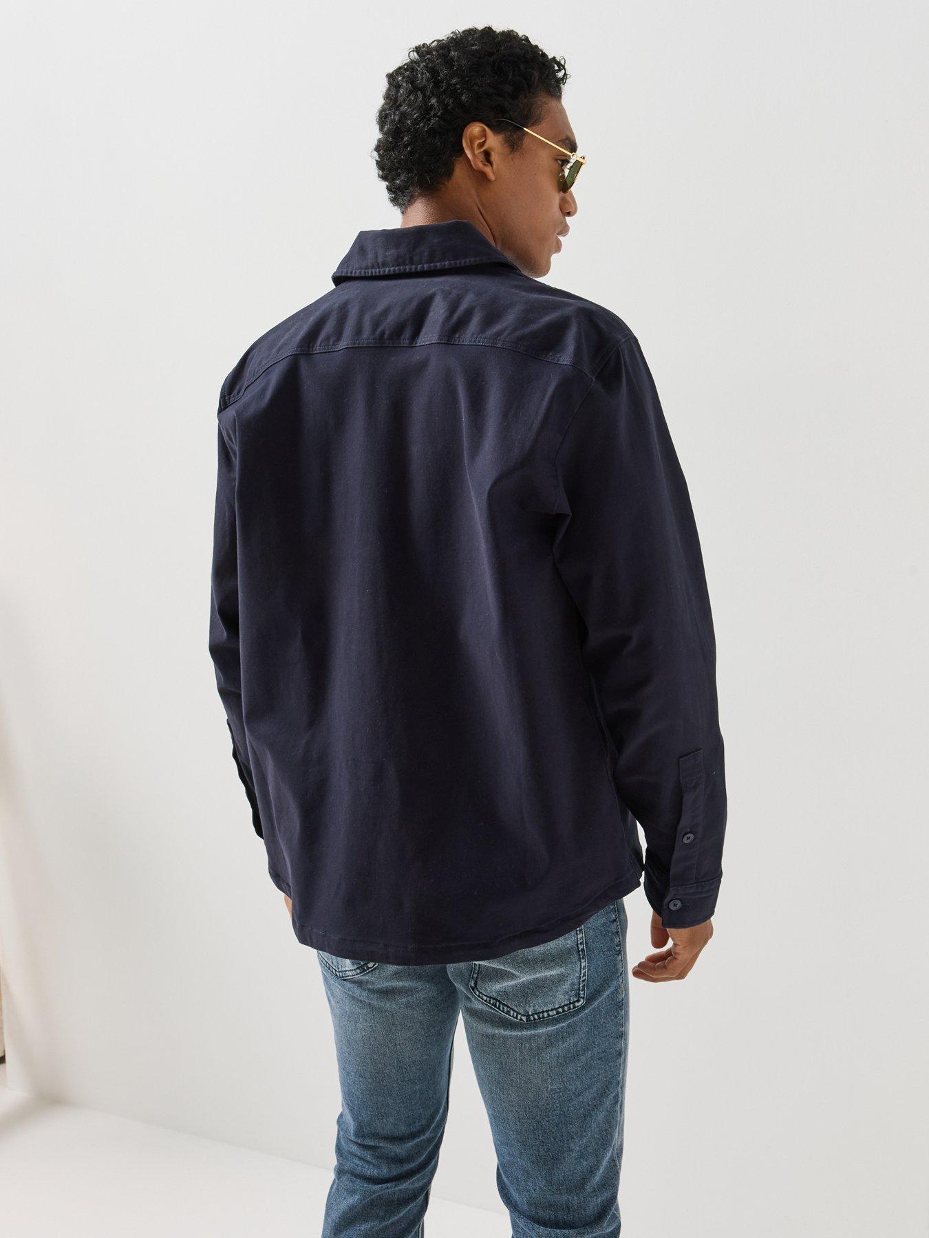 Image 2 of 6 of BOSS Mens Locky Relaxed Stretch Utility Shirt - Blue