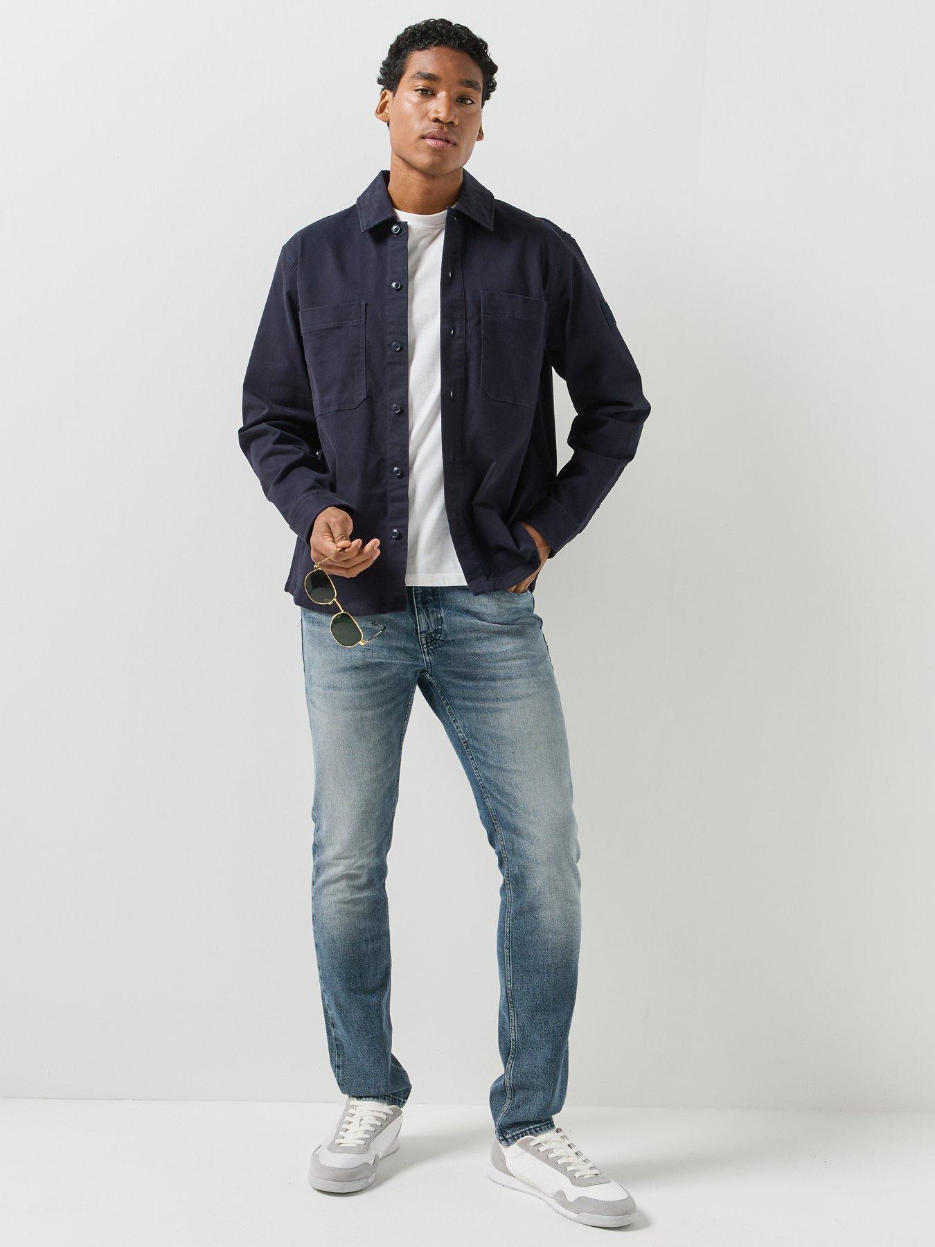 Image 3 of 6 of BOSS Mens Locky Relaxed Stretch Utility Shirt - Blue