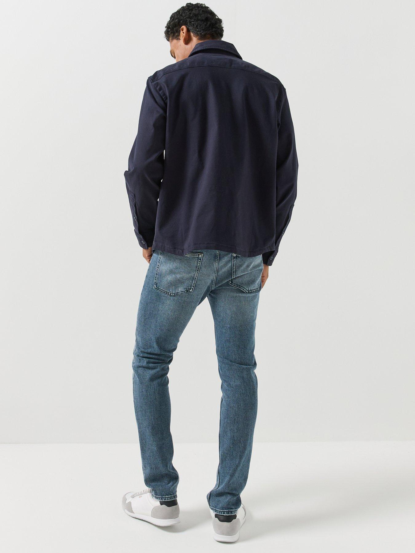 Image 6 of 6 of BOSS Mens Locky Relaxed Stretch Utility Shirt - Blue