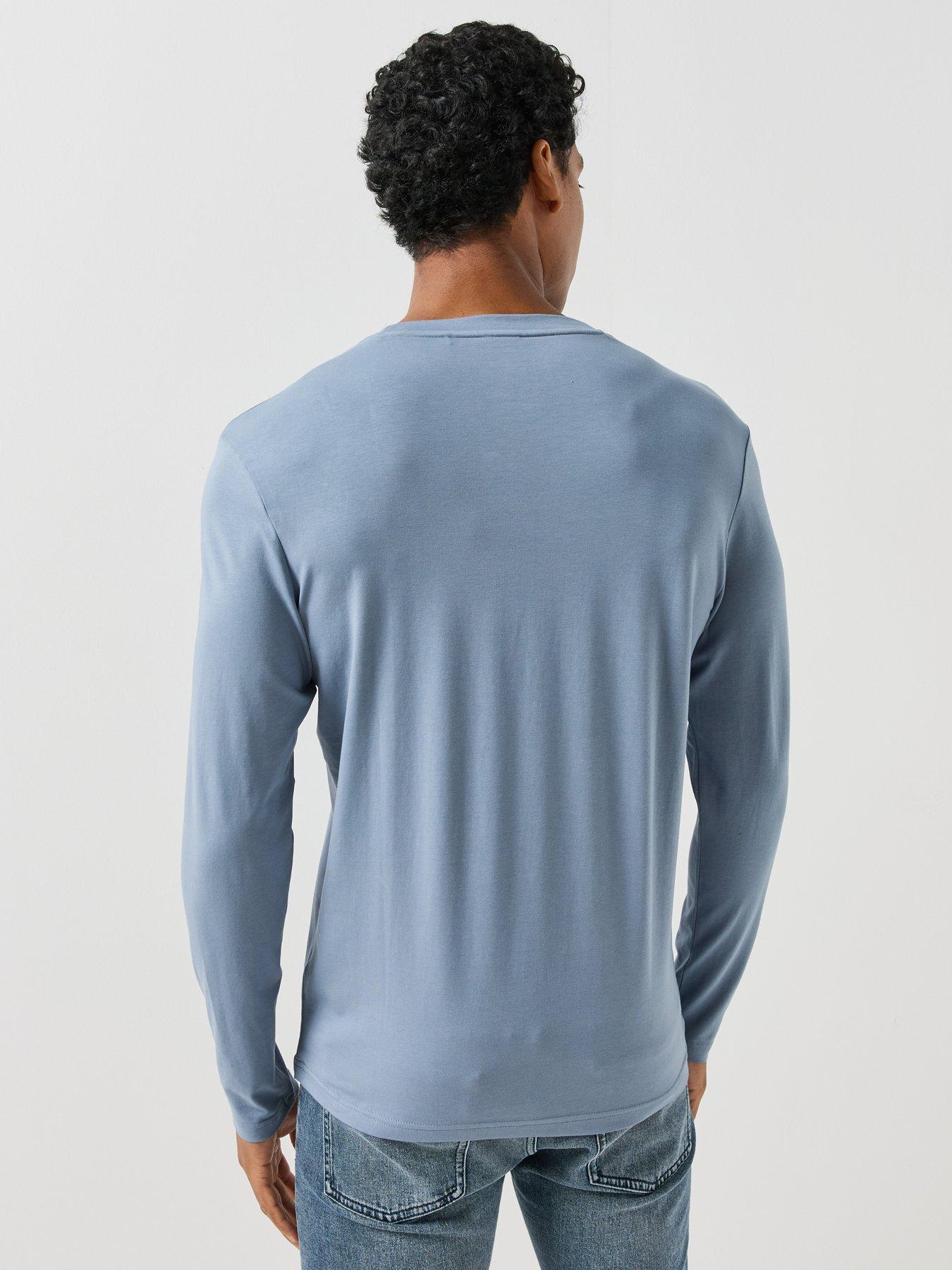Image 2 of 4 of BOSS Mens Cotton Stretch Long Sleeve T-Shirt - Blue