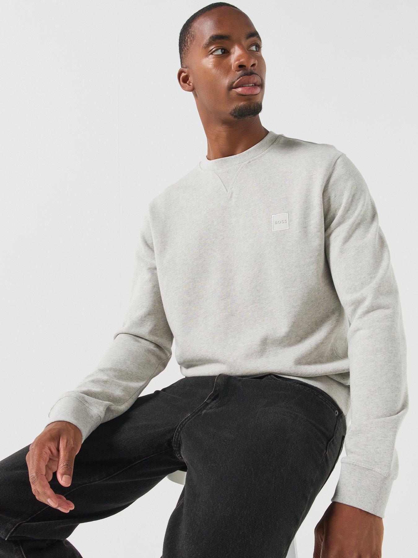 BOSS Westart Relaxed Fit Crew Sweatshirt - Grey