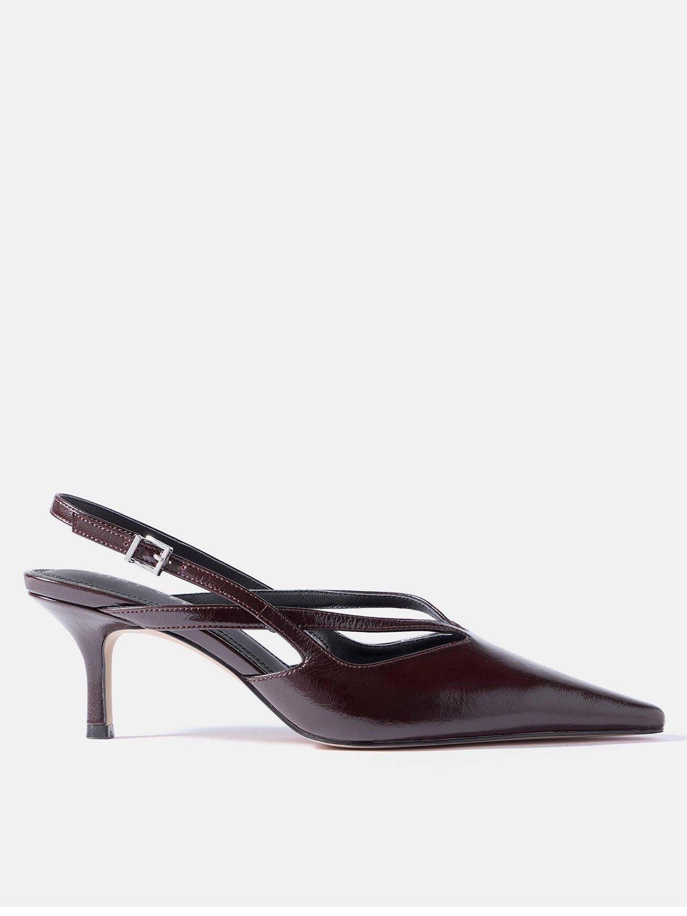 Mint Velvet Bianca Burgundy Slingback Kitten Heels - Red