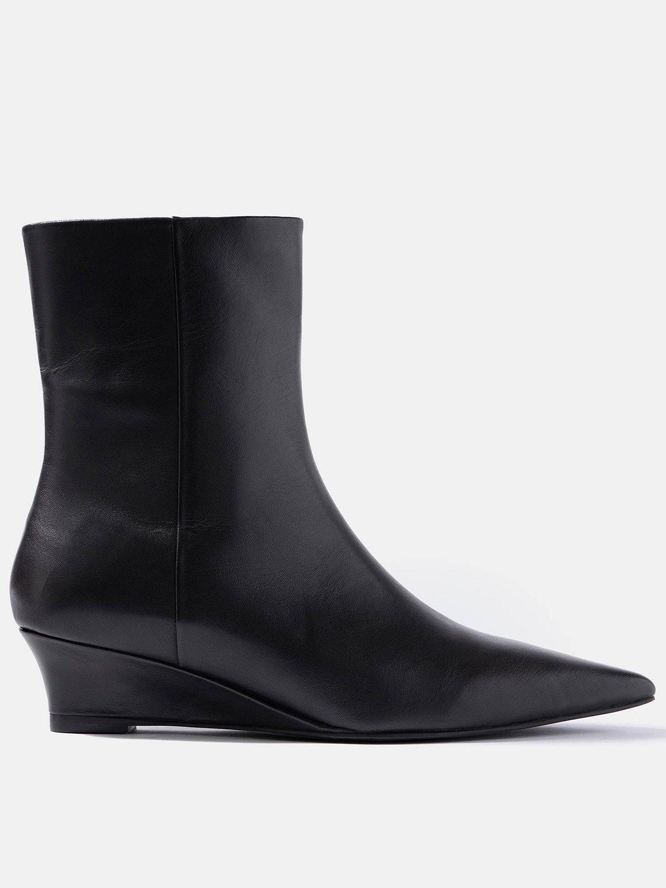 Mint Velvet Wedge Ankle Boots - Black