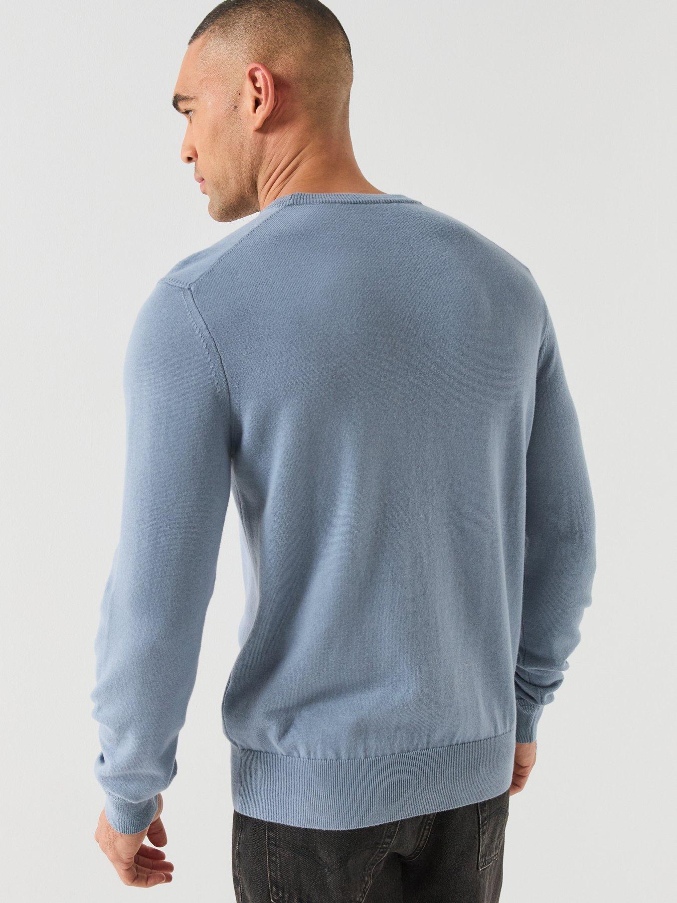 Image 2 of 5 of BOSS Mens Kanovano_S Cotton Cashmere Regular Fit Jumper - Blue