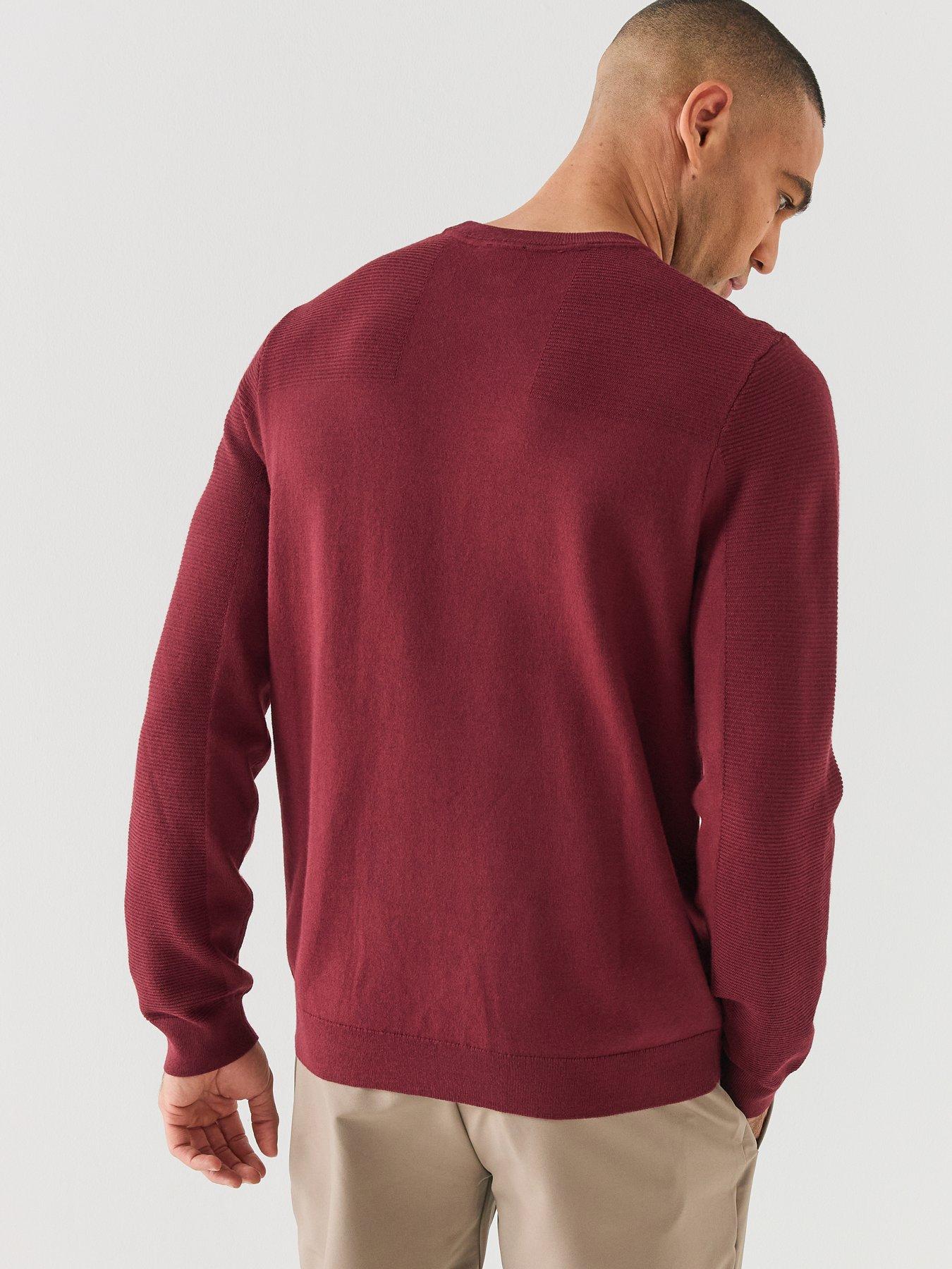 Image 2 of 5 of BOSS Mens Momentum-X Merino Blend Textured Crew Neck Jumper - Purple