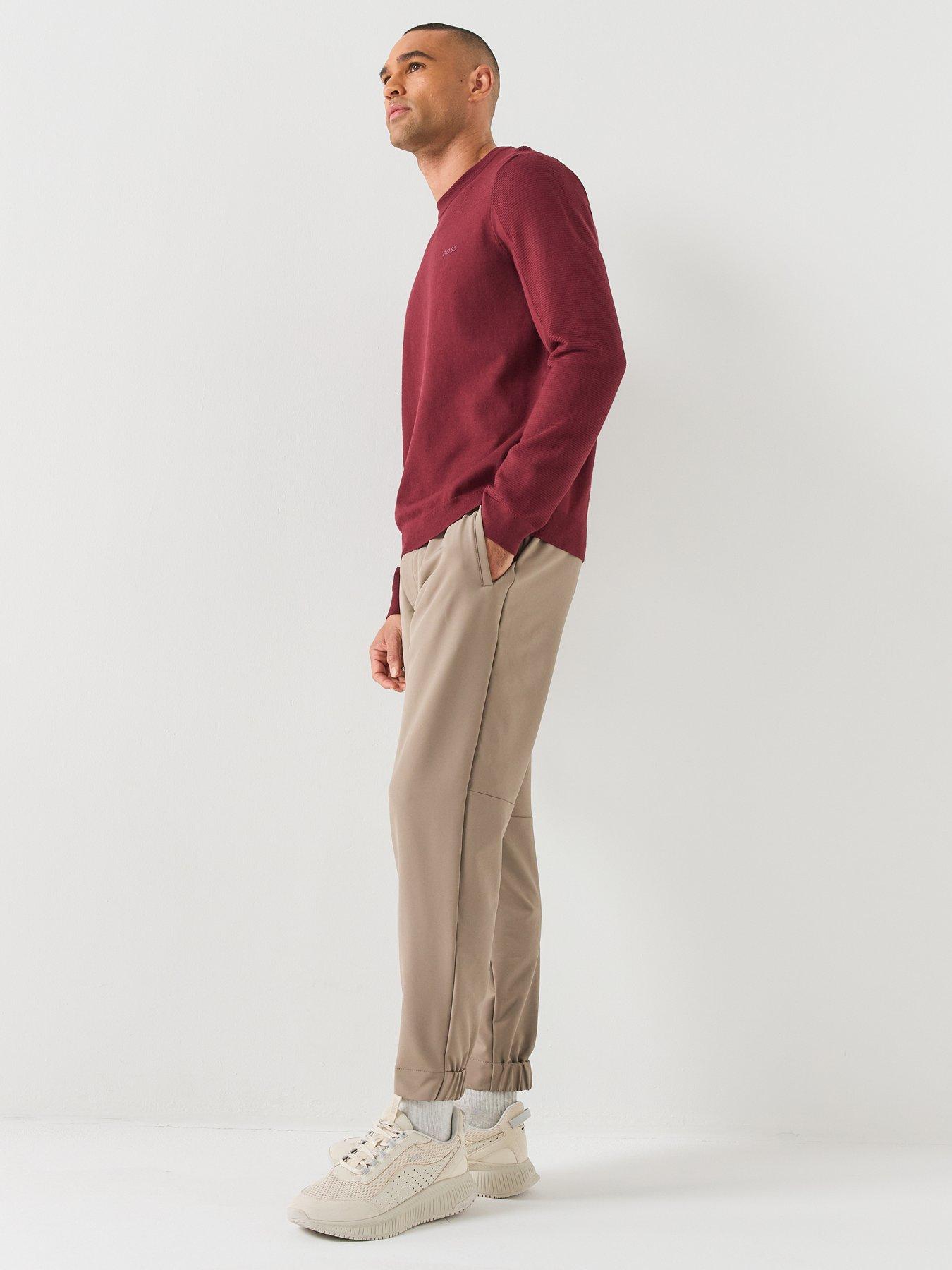 Image 3 of 5 of BOSS Mens Momentum-X Merino Blend Textured Crew Neck Jumper - Purple