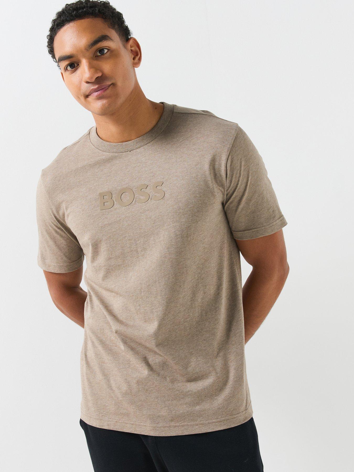 BOSS TS_Logo Debossed Tonal Logo T-Shirt - Brown
