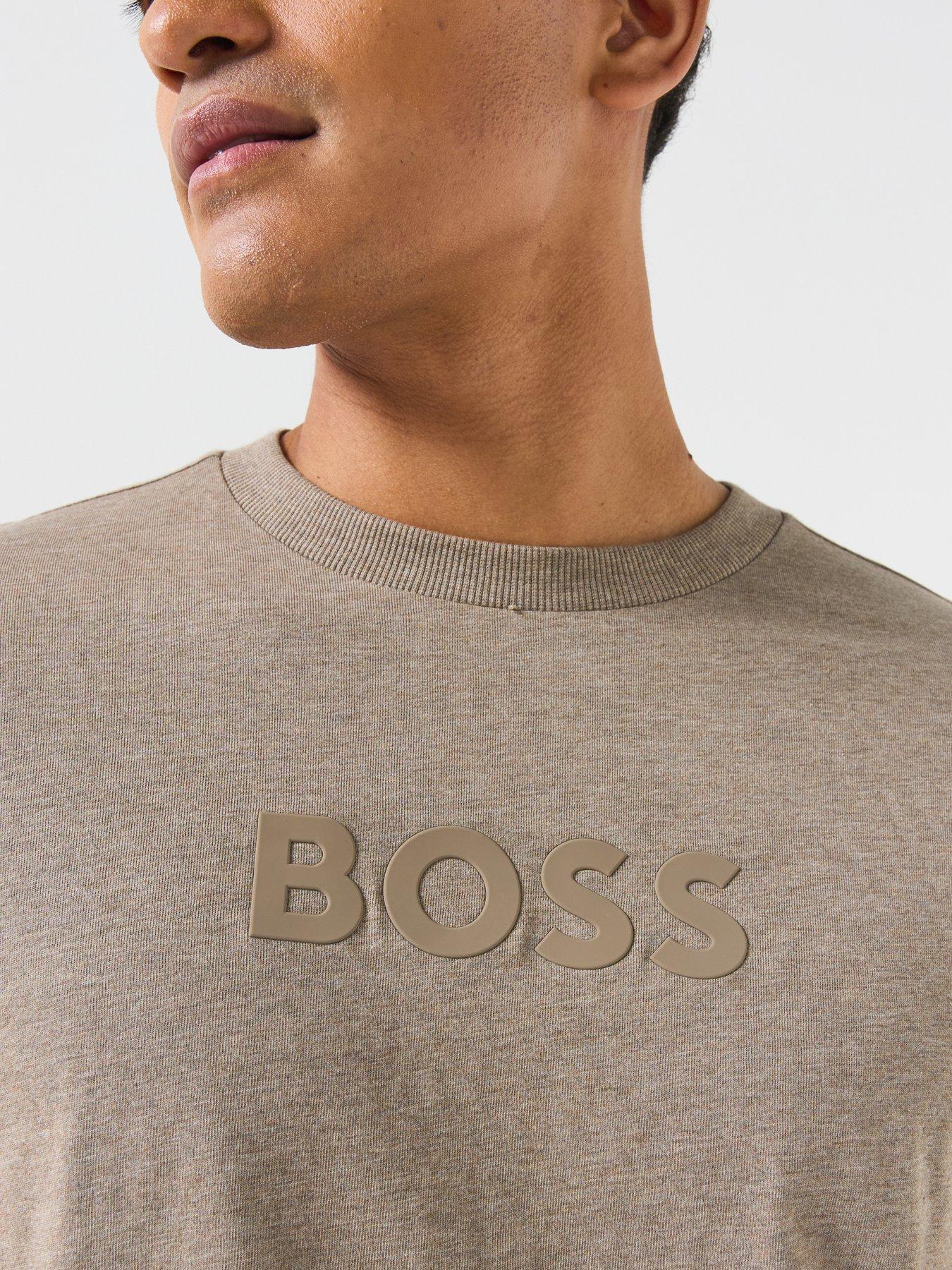 Image 4 of 6 of BOSS TS_Logo Debossed Tonal Logo T-Shirt - Brown