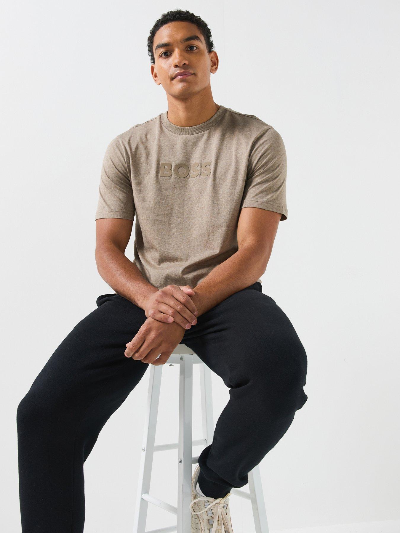 Image 5 of 6 of BOSS TS_Logo Debossed Tonal Logo T-Shirt - Brown