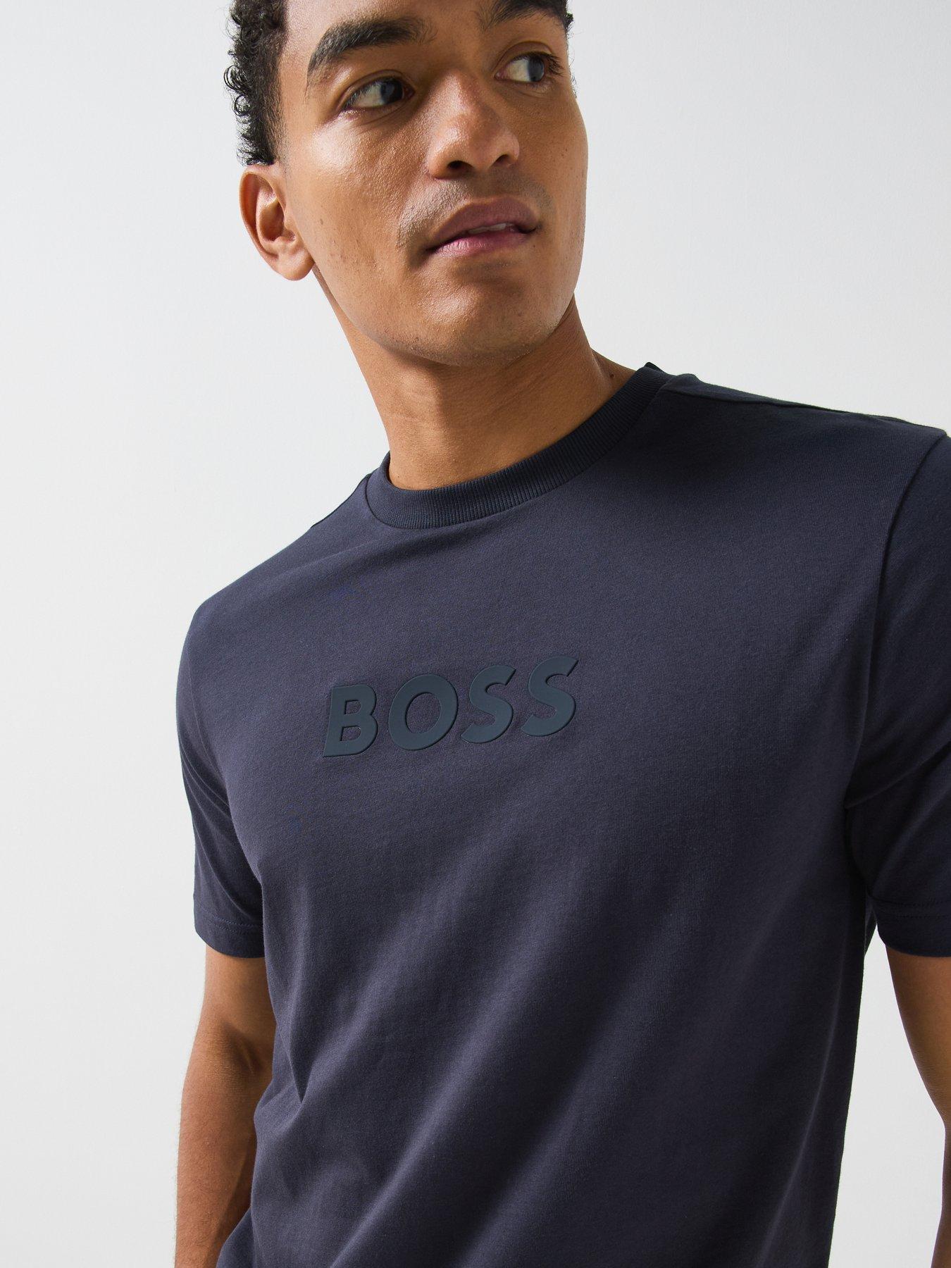 Image 5 of 6 of BOSS TS_Logo Debossed Tonal Logo T-Shirt - Navy