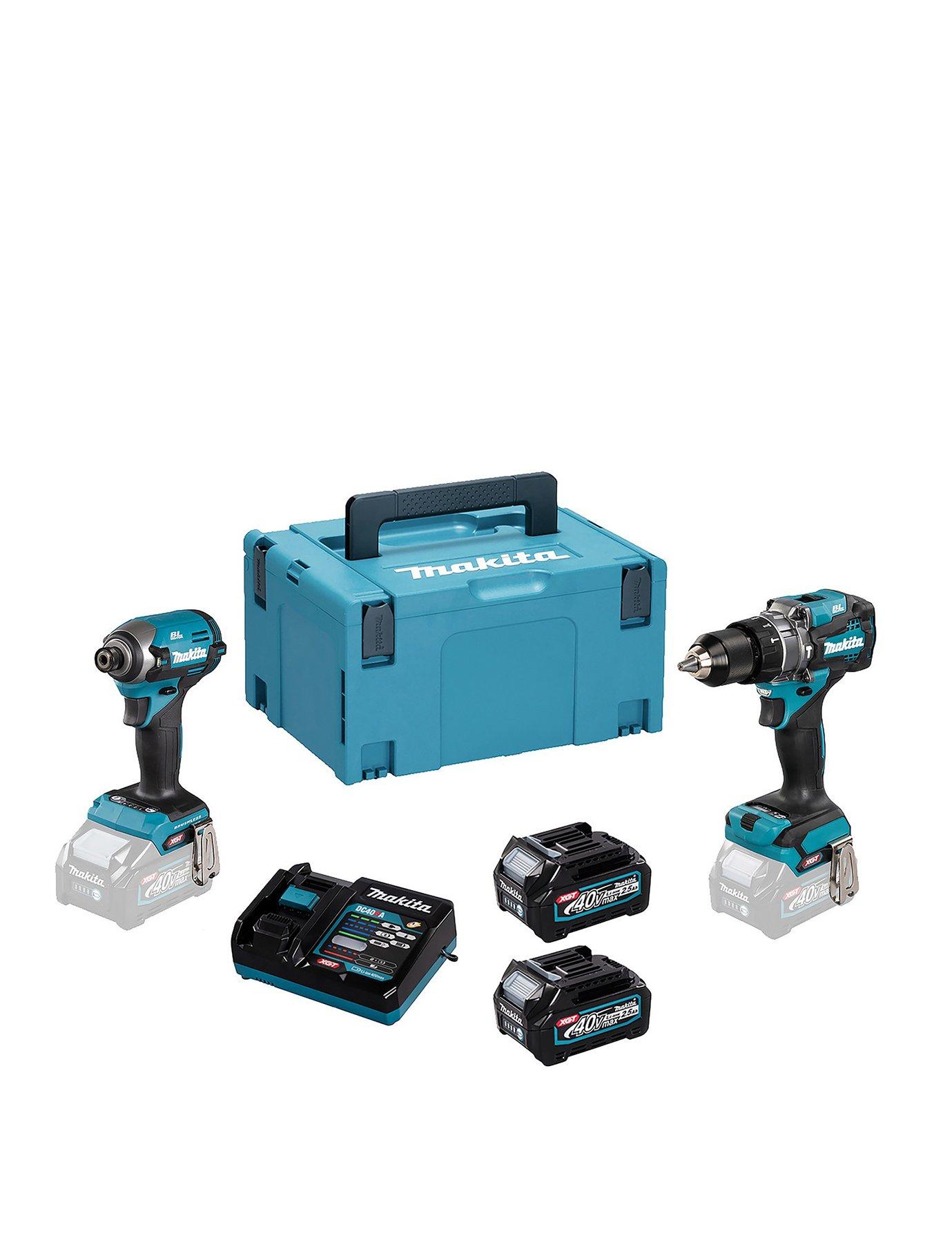 Makita 40V XGT Combi  &  Impact Driver Kit with 2x 2.5Ah Batteries  &  Fast Charger in Makpac Case