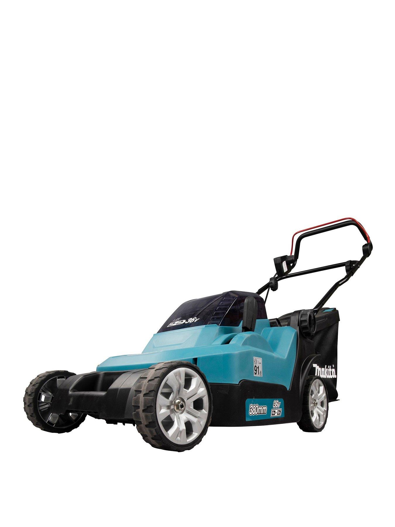 Makita Twin 18V LXT 38cm Lawn Mower 2 X 5Ah Batteries & Twin-Port Charger