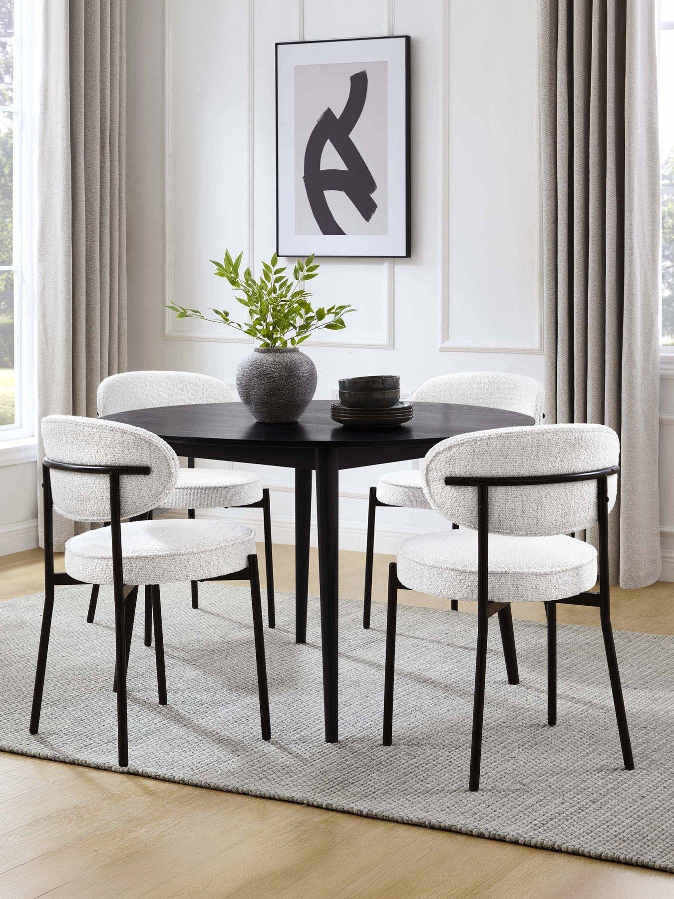 Dusk Heidi Solid Oak 4-6 Seater Round Dining Table - Black