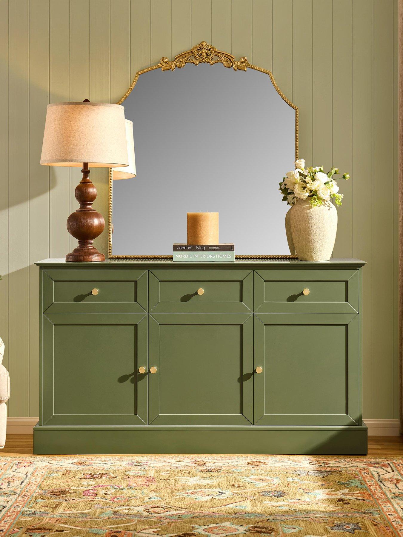 Dusk Ruby 3 Door Sideboard With Drawers - Olive