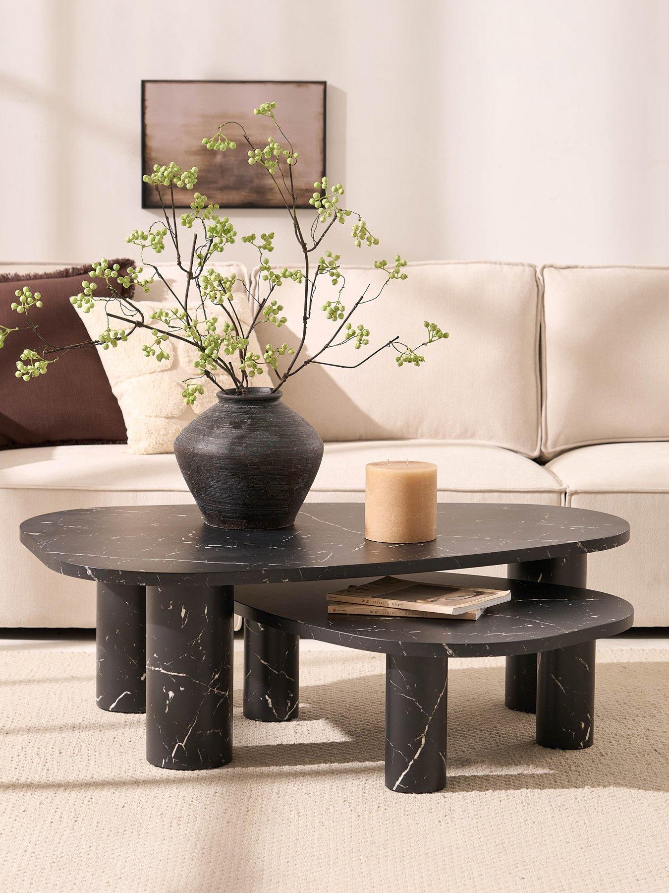 Image 3 of 7 of Dusk Azra Nesting Coffee Tables - Black Marble Effect