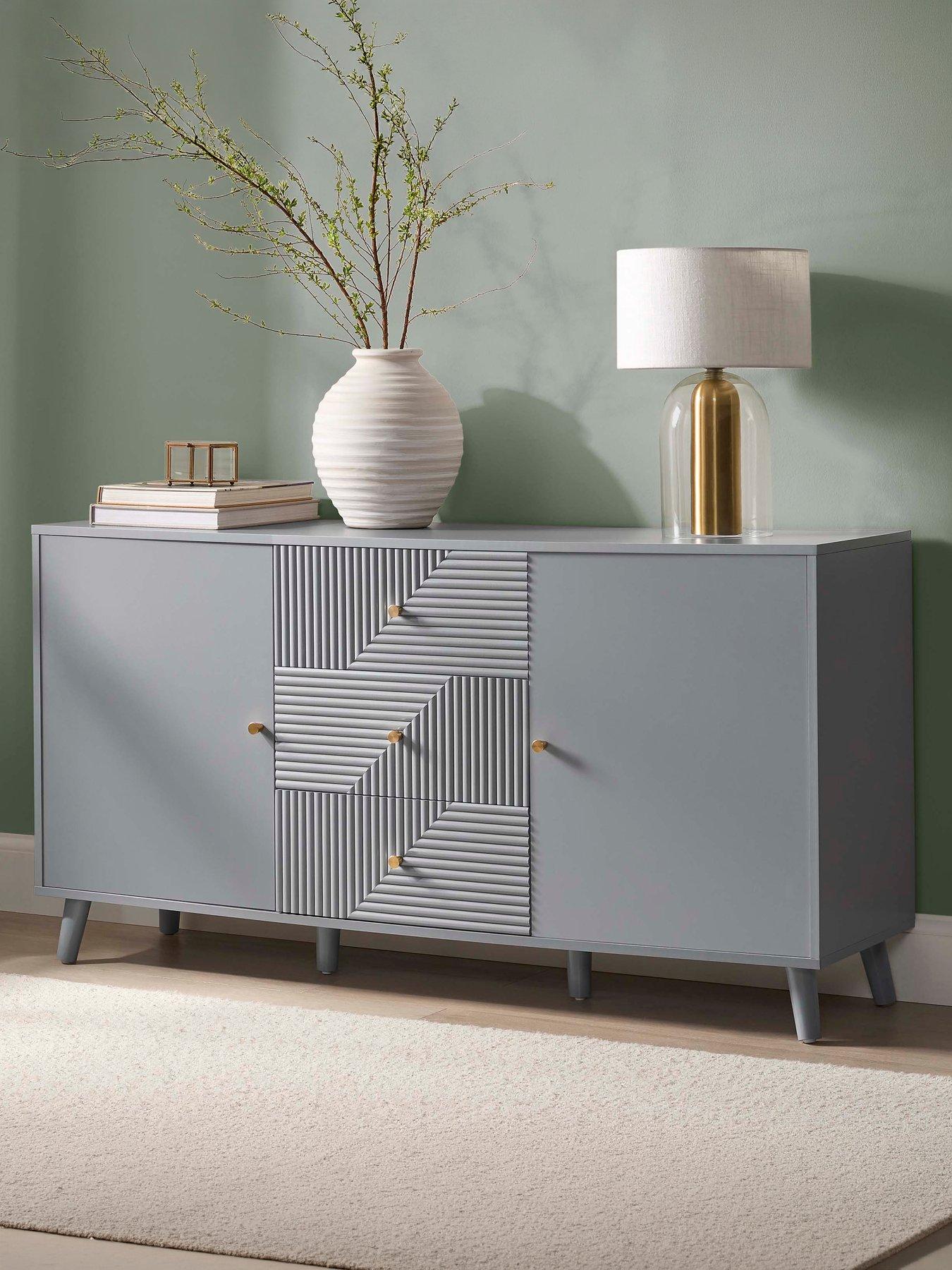Dusk Dora Large Sideboard With Drawers - Light Grey