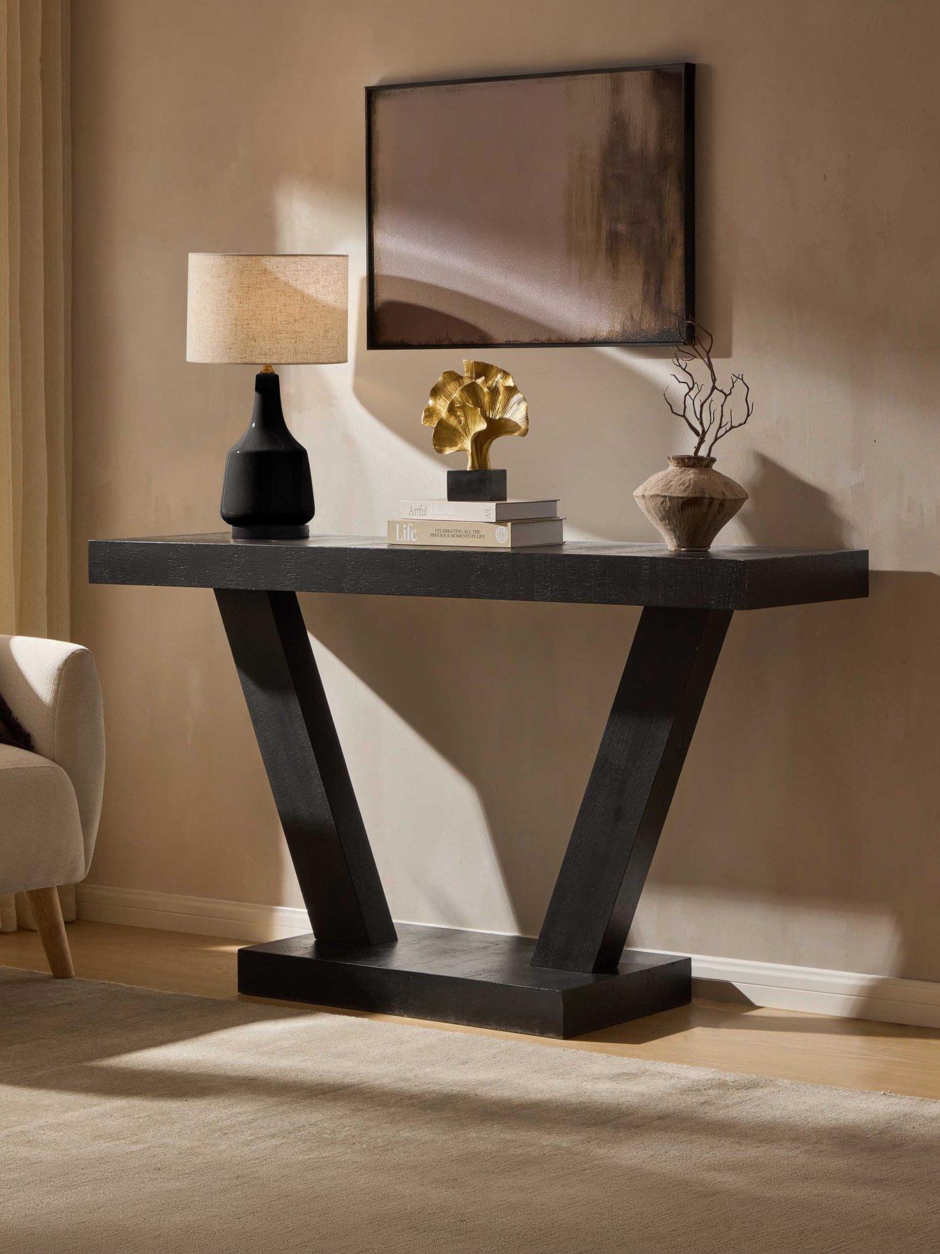 Dusk Elina Console Table - Black Wood
