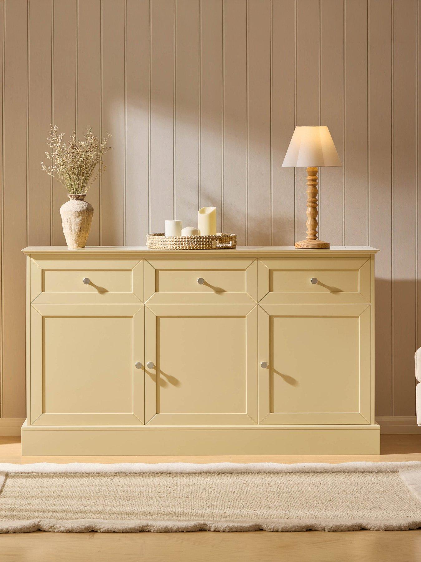 Dusk Ruby 3 Door Sideboard With Drawers - Butter
