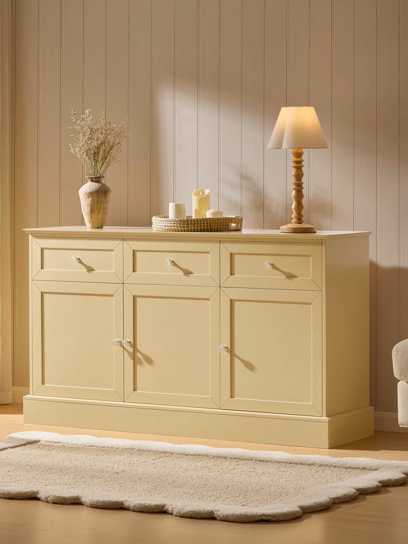 Image 3 of 7 of Dusk Ruby 3 Door Sideboard With Drawers - Butter