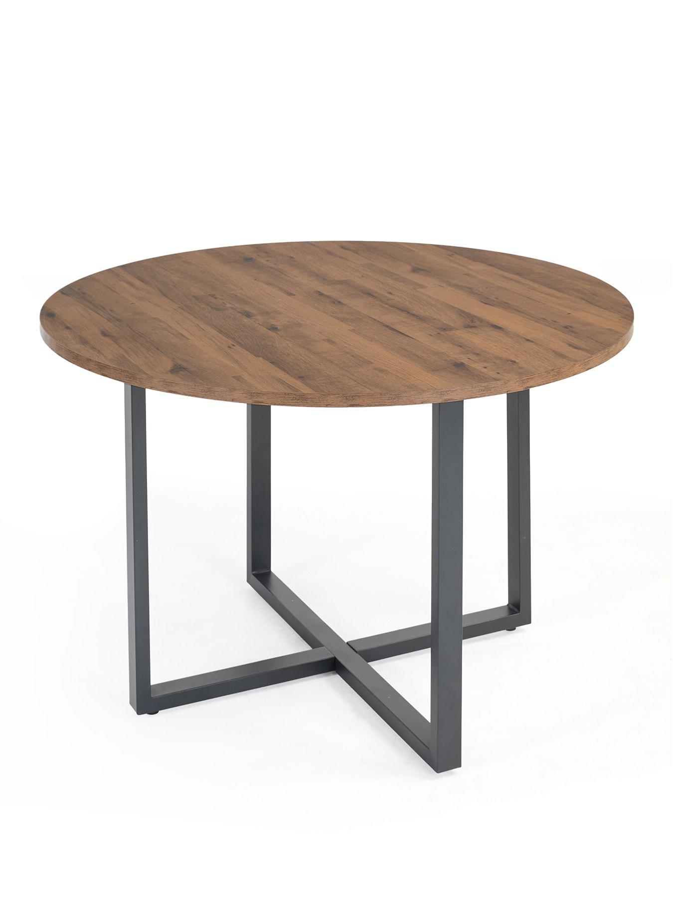 Image 2 of 7 of The Very Collection Harlem Mid Oak Round Dining Table With 4 Marlow Faux Leather Grey Chairs - FSC&reg; Certified