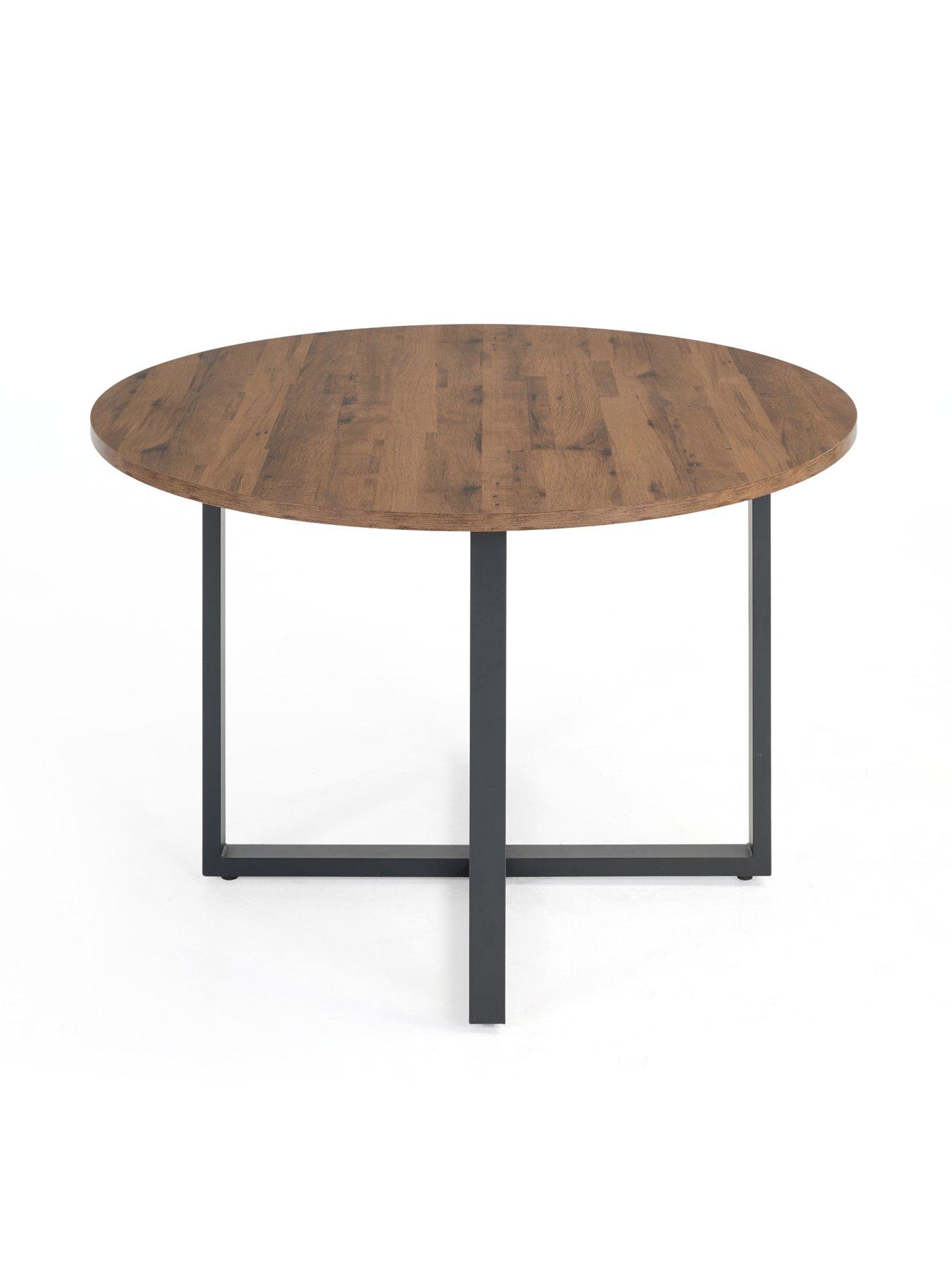 Image 3 of 7 of The Very Collection Harlem Mid Oak Round Dining Table With 4 Marlow Faux Leather Grey Chairs - FSC&reg; Certified