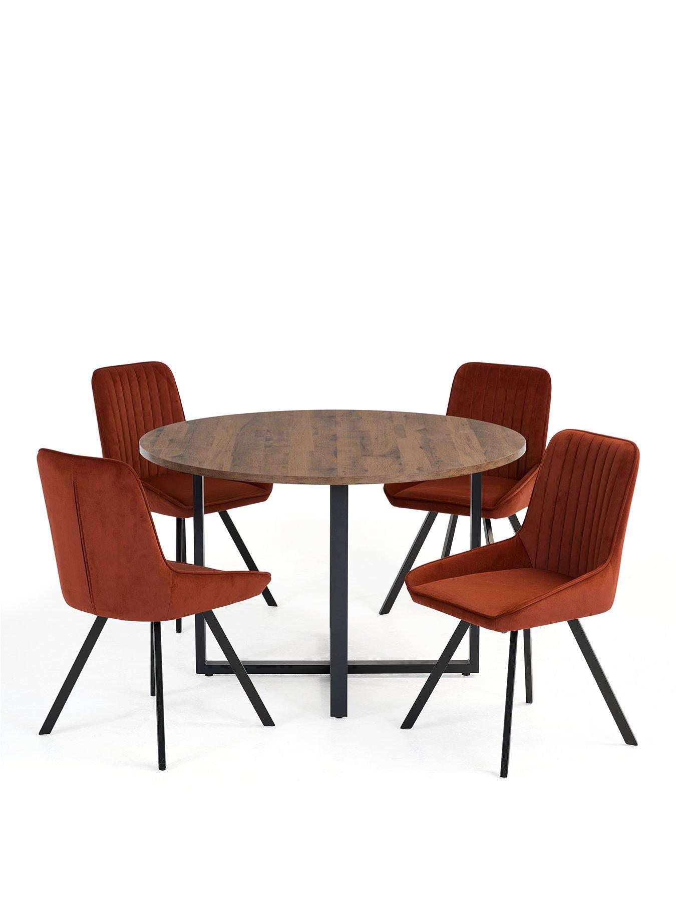 Image 2 of 7 of The Very Collection Harlem Mid Oak Round Dining Table With 4 Marlow Rust Chairs - FSC&sect; Certified