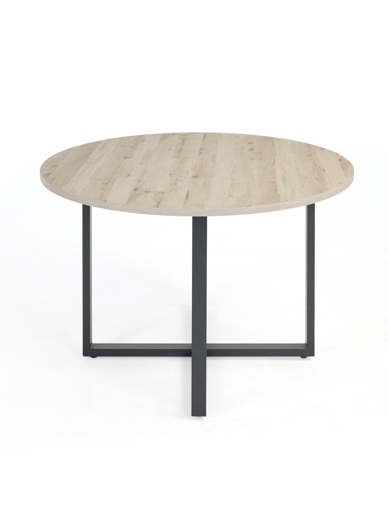 Image 3 of 7 of The Very Collection Harlem Grey Oak Round Dining Table With 4 Marlow Rust Chairs - FSC&reg; Certified