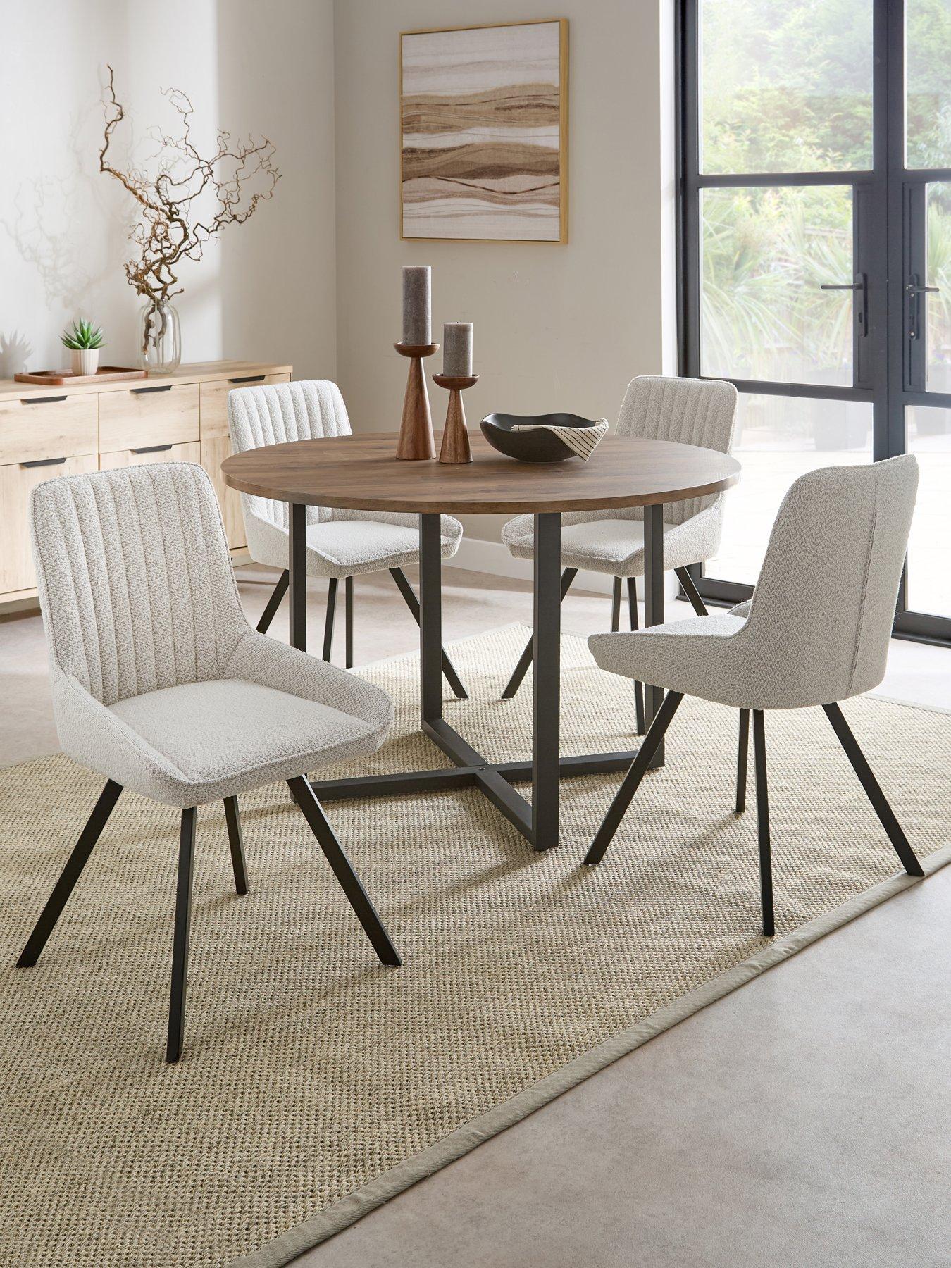 Image 1 of 7 of The Very Collection Harlem Mid Oak Round Dining Table With 4 Marlow Boucle Chairs - FSC&reg; Certified