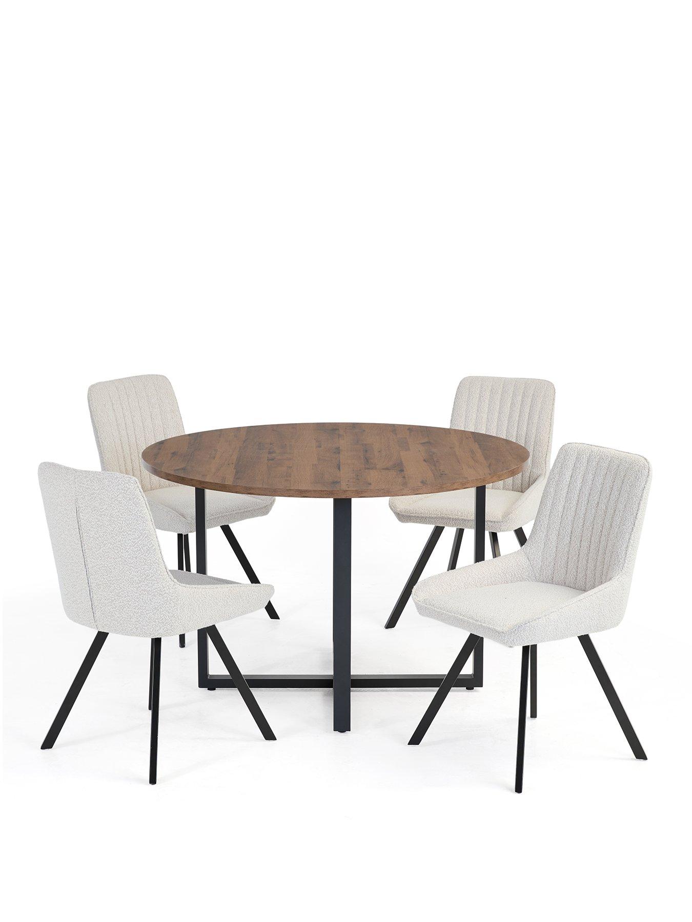Image 2 of 7 of The Very Collection Harlem Mid Oak Round Dining Table With 4 Marlow Boucle Chairs - FSC&reg; Certified