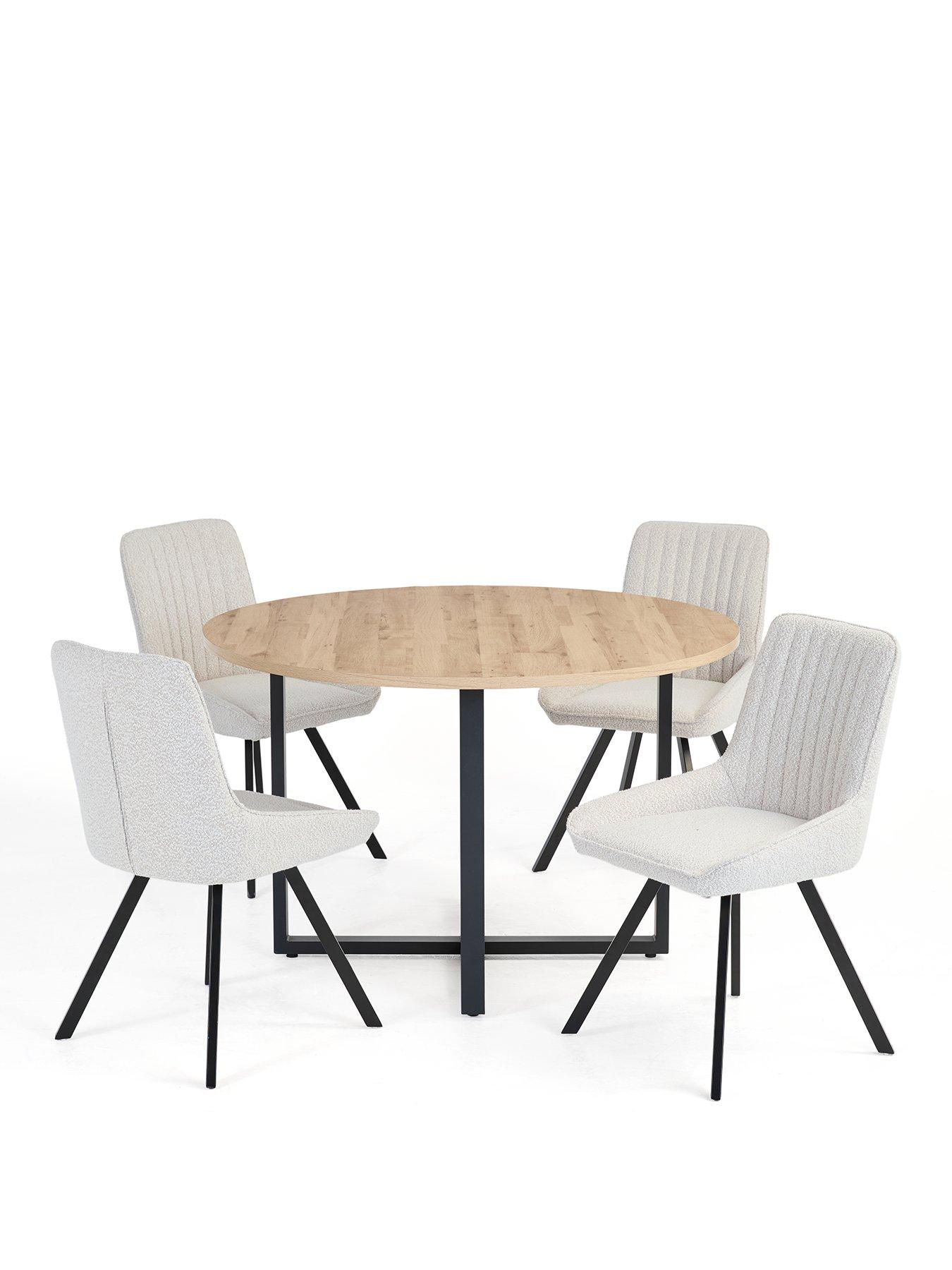 Image 2 of 7 of The Very Collection Harlem Light Oak Round Dining Table With 4 Marlow Boucle Chairs - FSC&reg; Certified