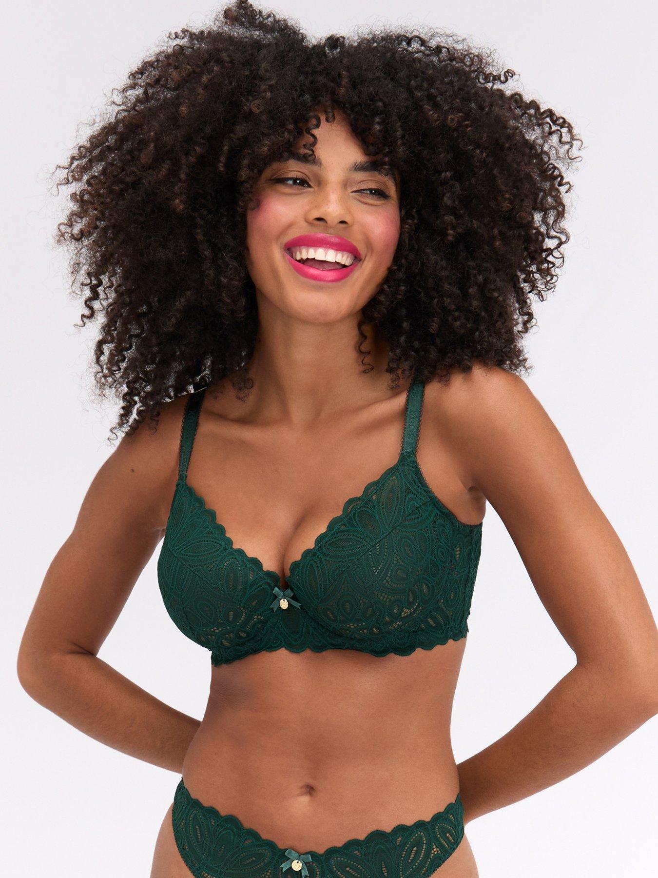 Boux Avenue Carmel Lace Plunge Bra - Deep Green