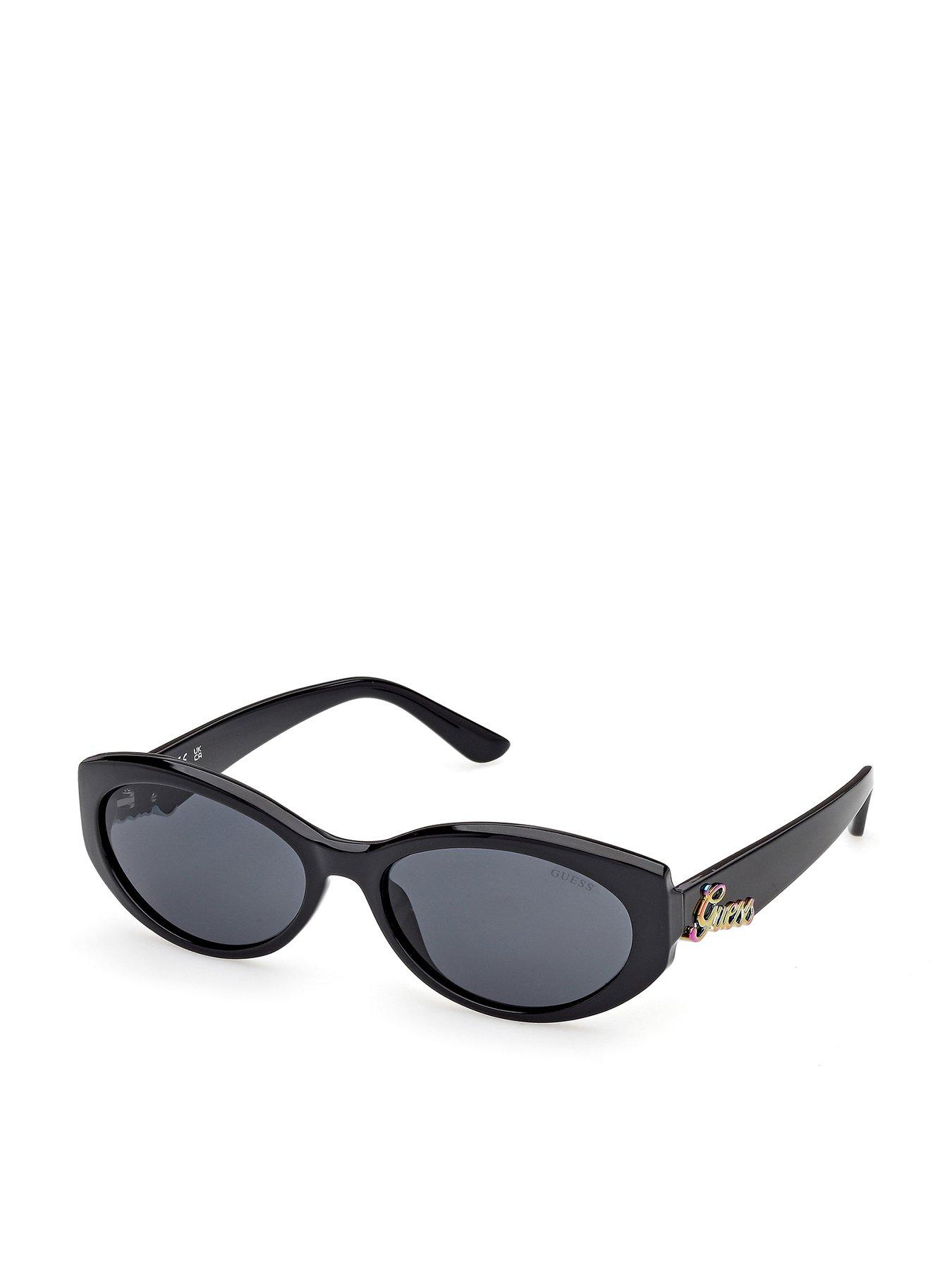 Guess Shiny Oval Sunglasses - Black