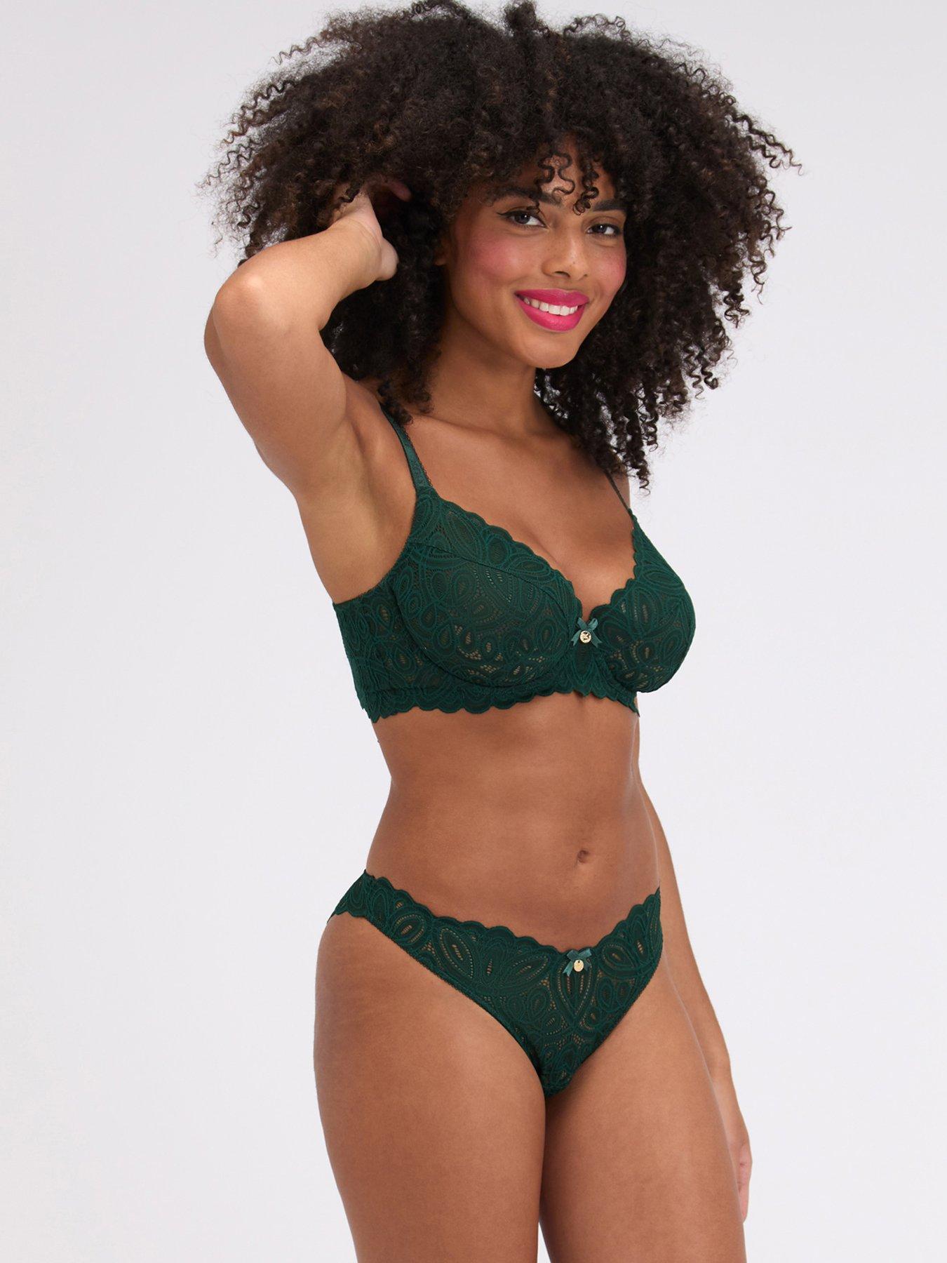 Image 3 of 4 of Boux Avenue Carmel Lace Brief - Deep Green