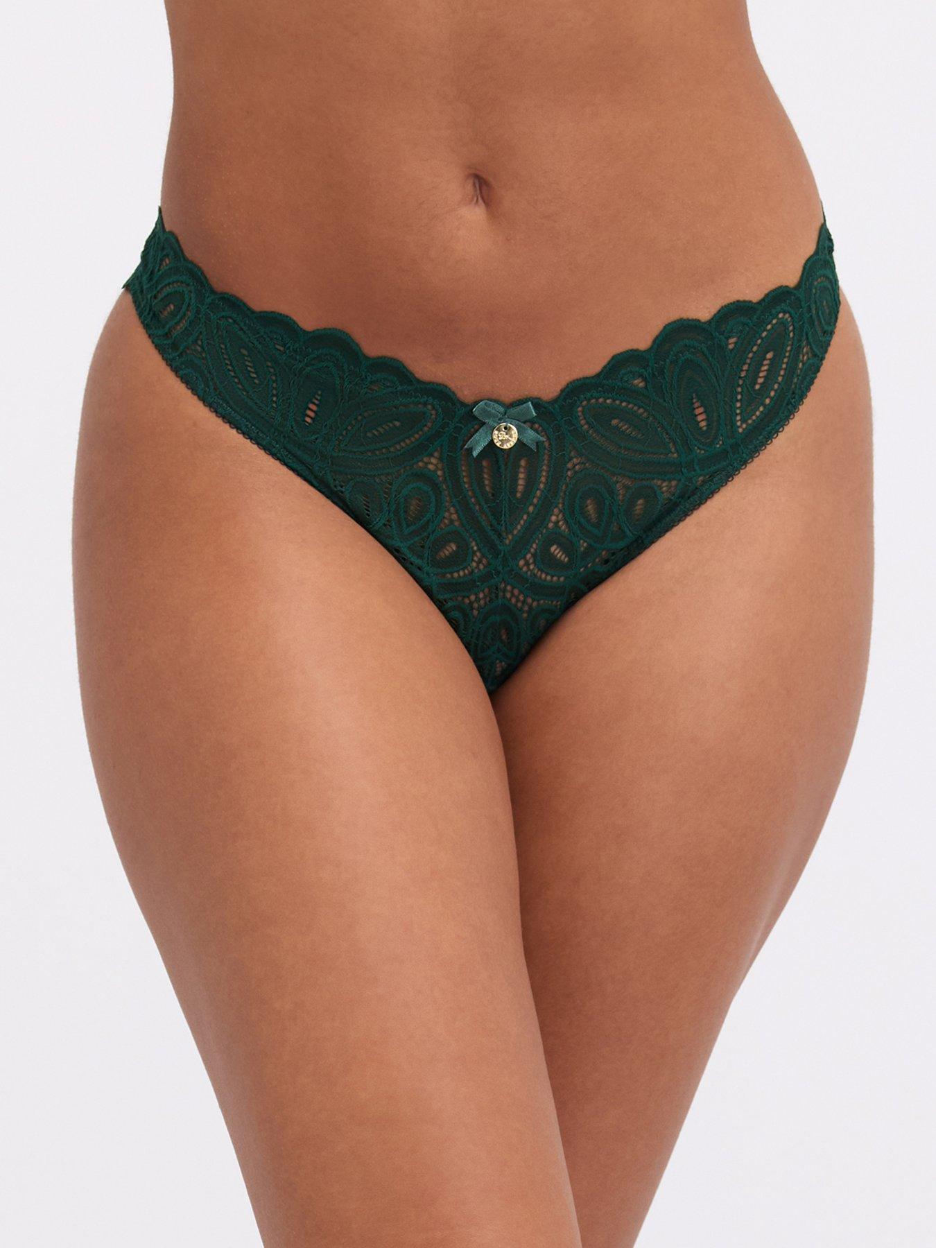 Image 4 of 4 of Boux Avenue Carmel Lace Brief - Deep Green