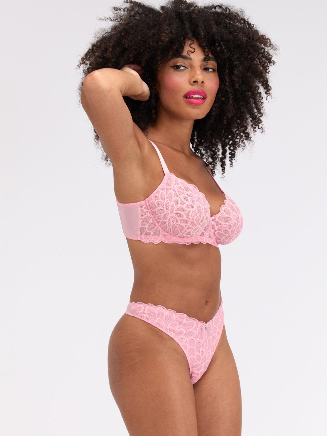 Image 3 of 4 of Boux Avenue Eden Lace Thong - Rose Pink